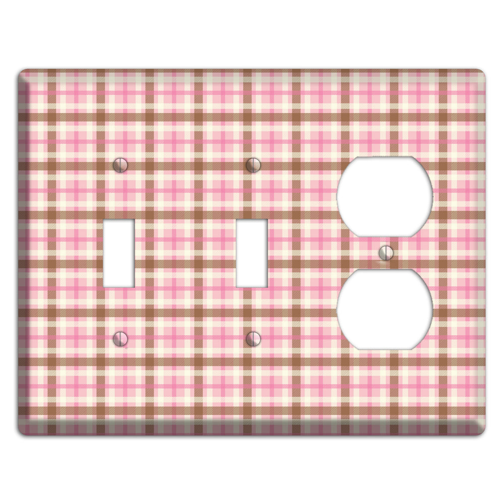 Pink and Brown Plaid 2 Toggle / Duplex Wallplate