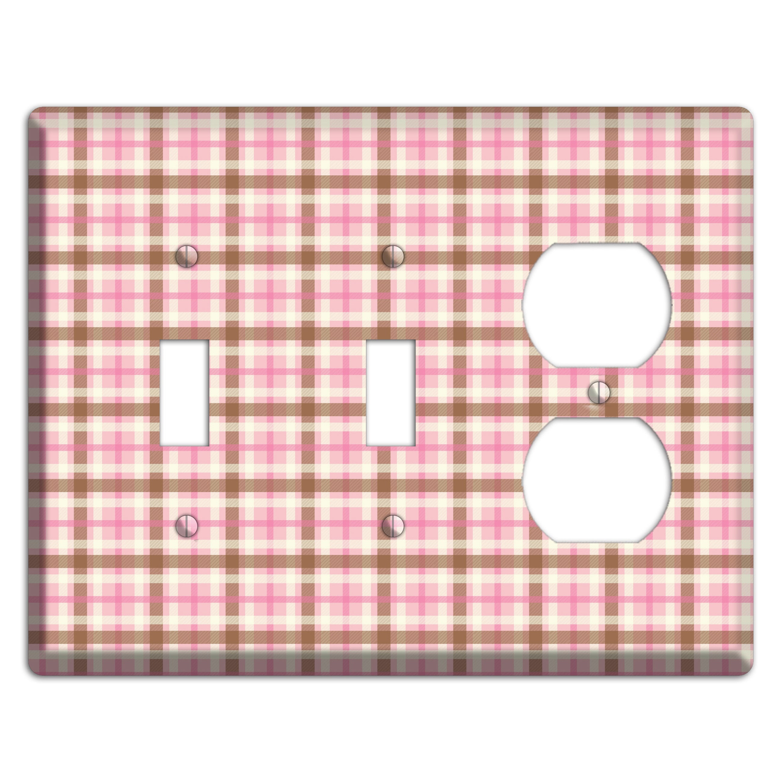 Pink and Brown Plaid 2 Toggle / Duplex Wallplate