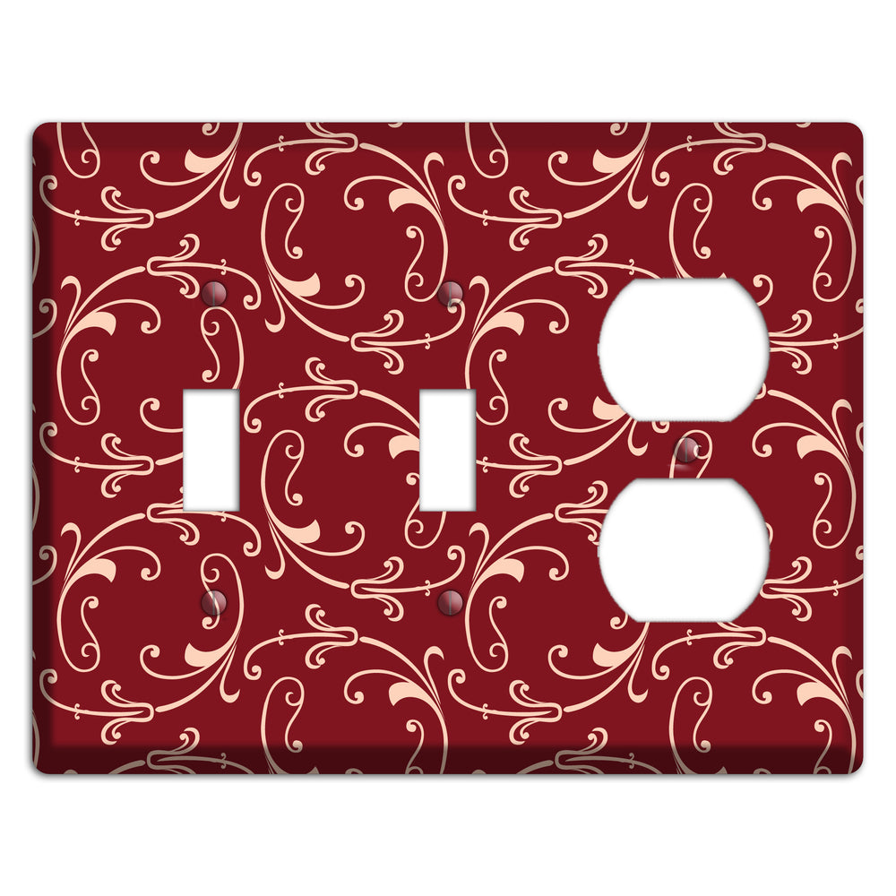 Burgundy Victorian Sprig 2 Toggle / Duplex Wallplate