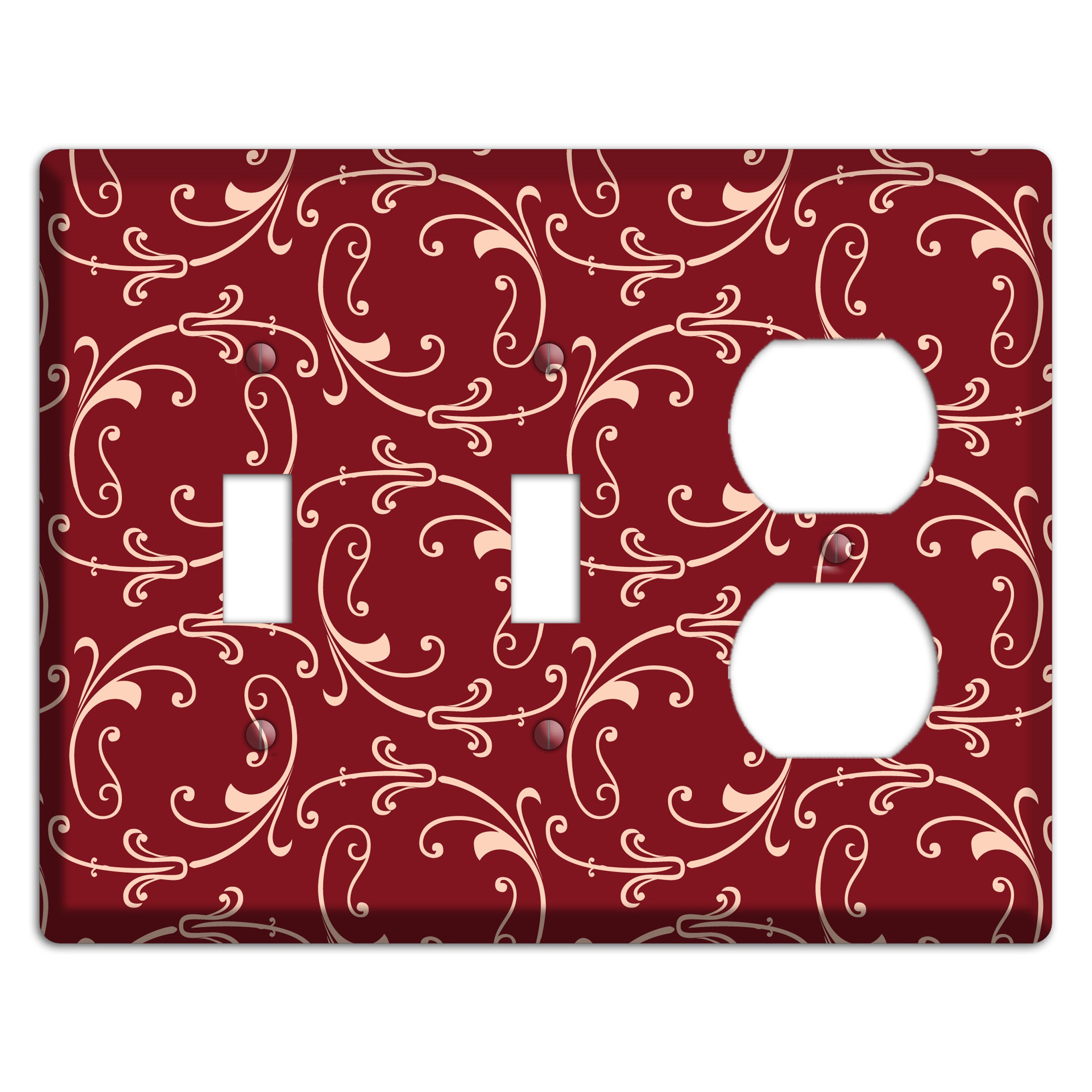 Burgundy Victorian Sprig 2 Toggle / Duplex Wallplate