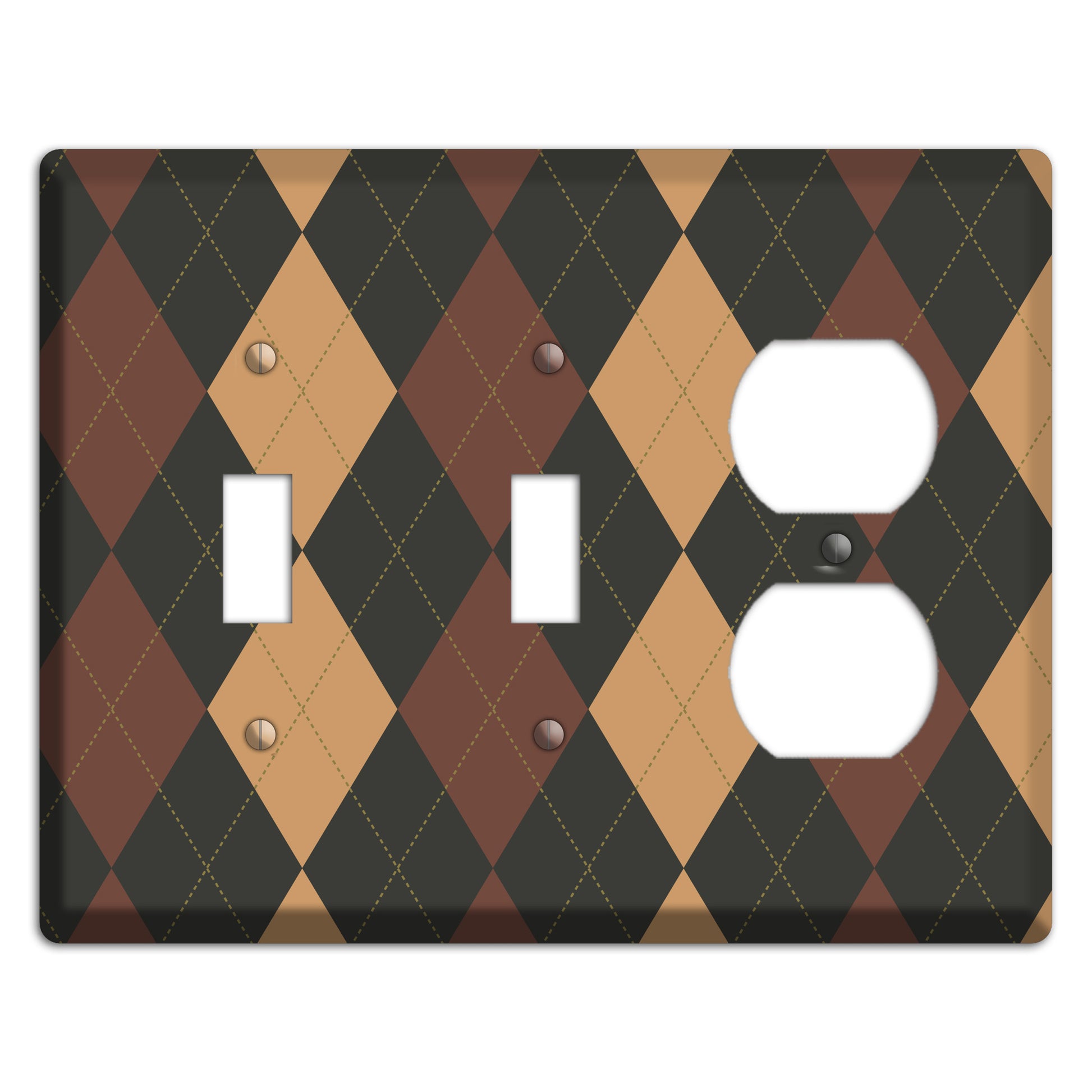 Maroon and Tan Argyle 2 Toggle / Duplex Wallplate
