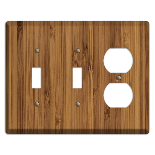 Caramel Bamboo Wood 2 Toggle / Duplex Outlet Cover Plate