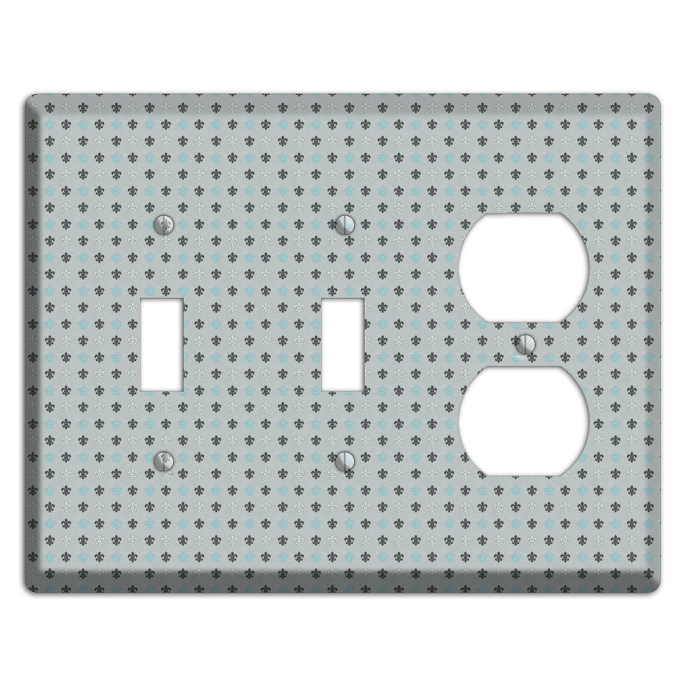 Dusty Blue with Fleur de Lis 2 Toggle / Duplex Wallplate
