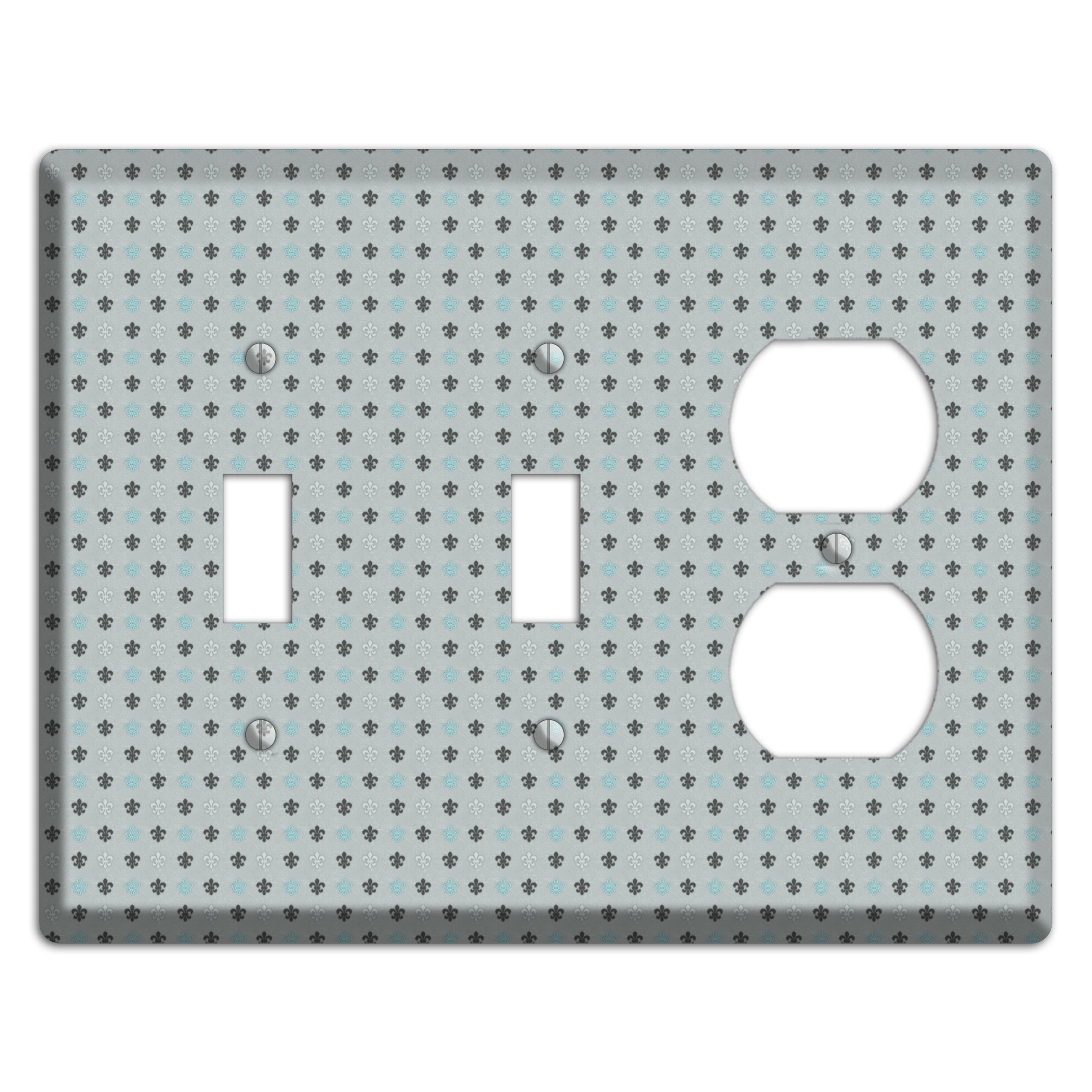 Dusty Blue with Fleur de Lis 2 Toggle / Duplex Wallplate