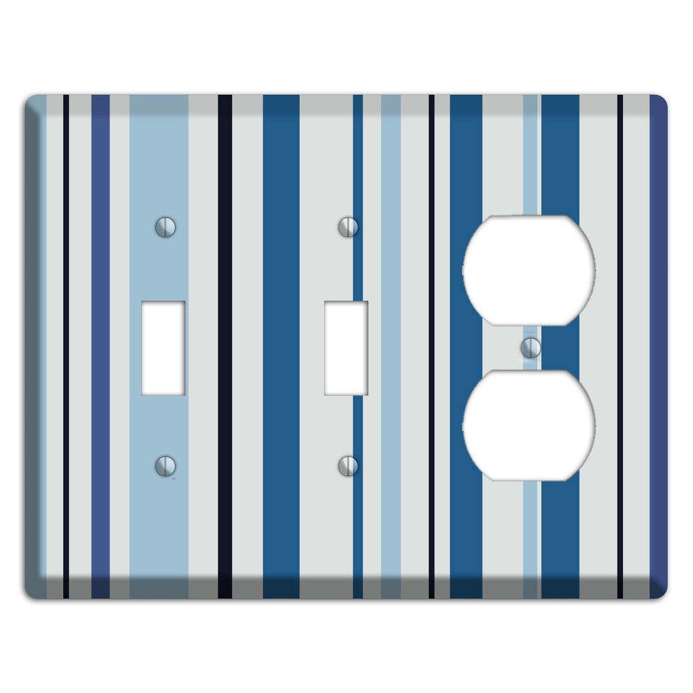 Multi White and Blue Vertical Stripe 2 Toggle / Duplex Wallplate
