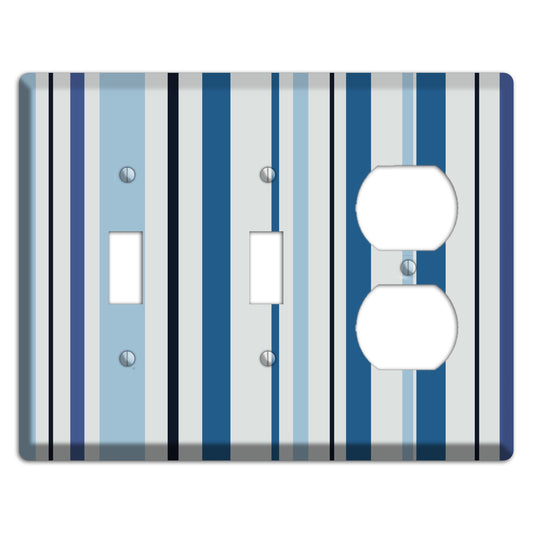 Multi White and Blue Vertical Stripe 2 Toggle / Duplex Wallplate