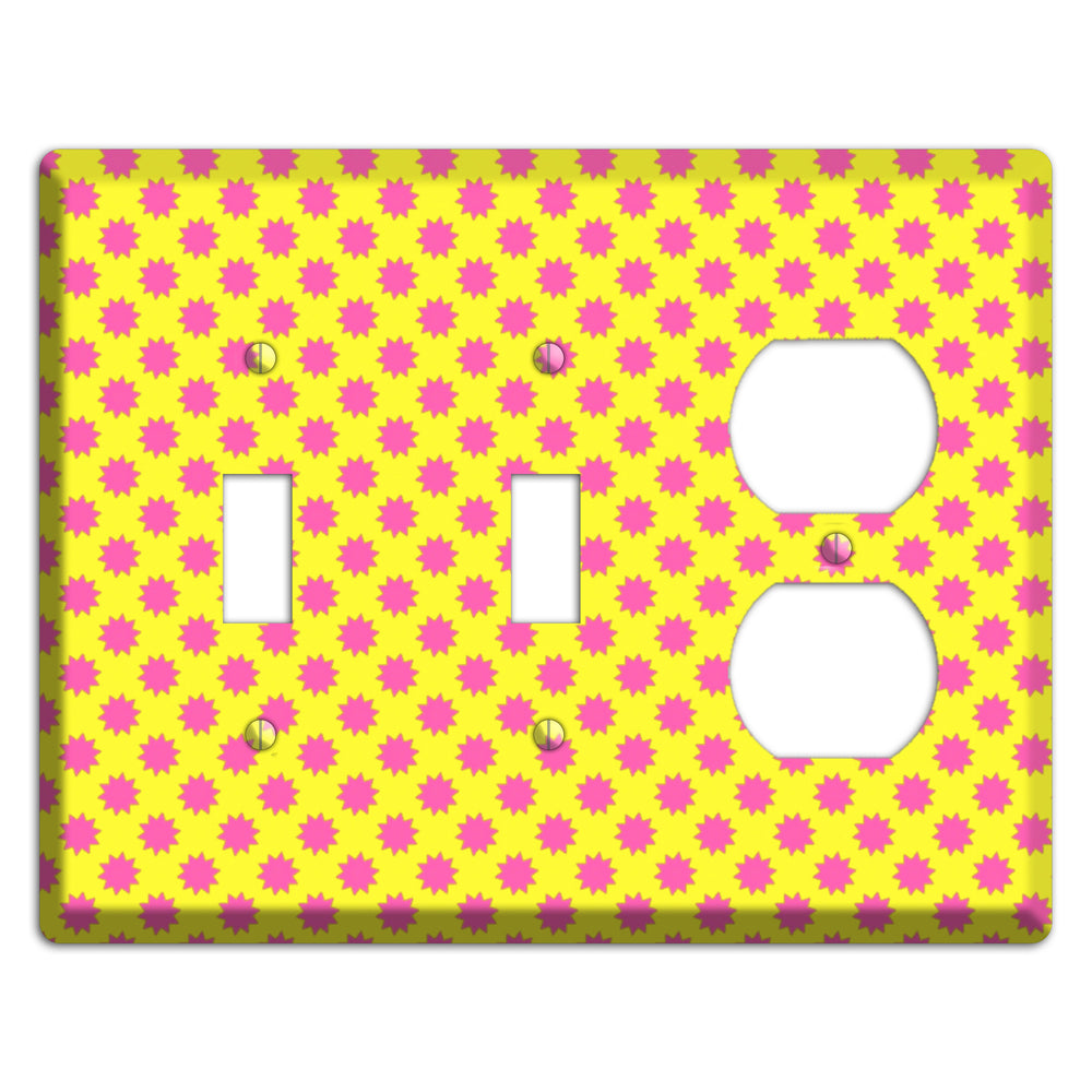 Yellow with Pink Burst 2 Toggle / Duplex Wallplate