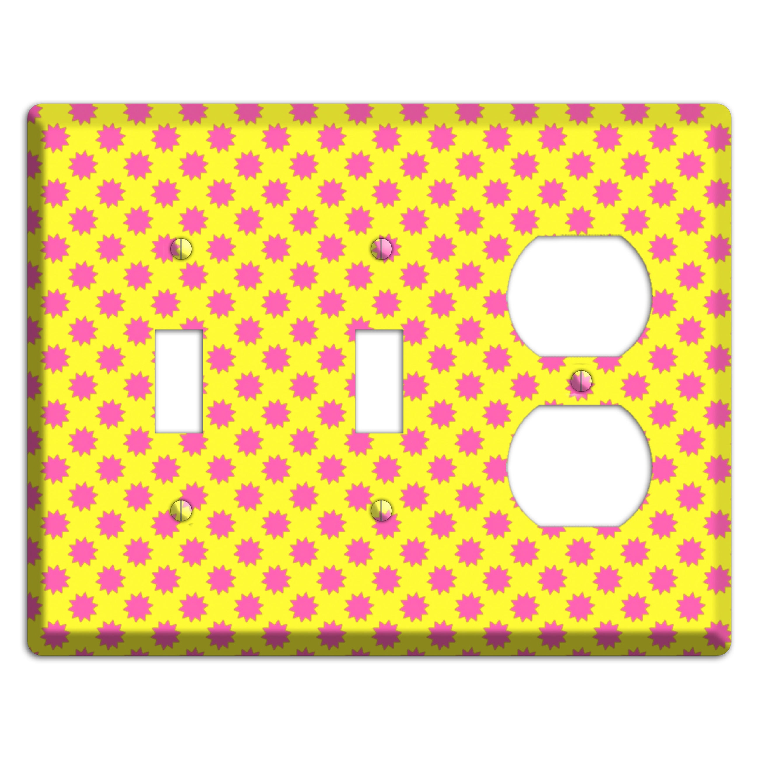 Yellow with Pink Burst 2 Toggle / Duplex Wallplate