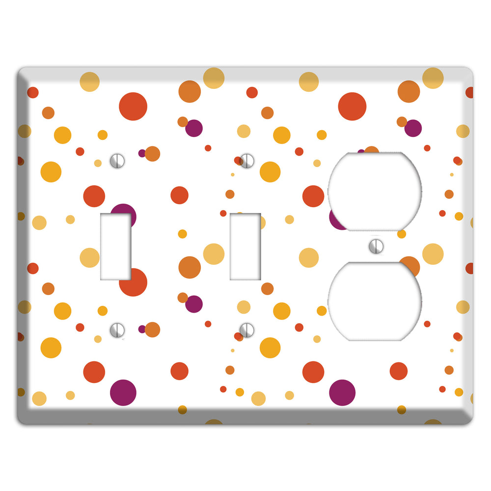 White with Multi Red and Umber Small Dots 2 Toggle / Duplex Wallplate