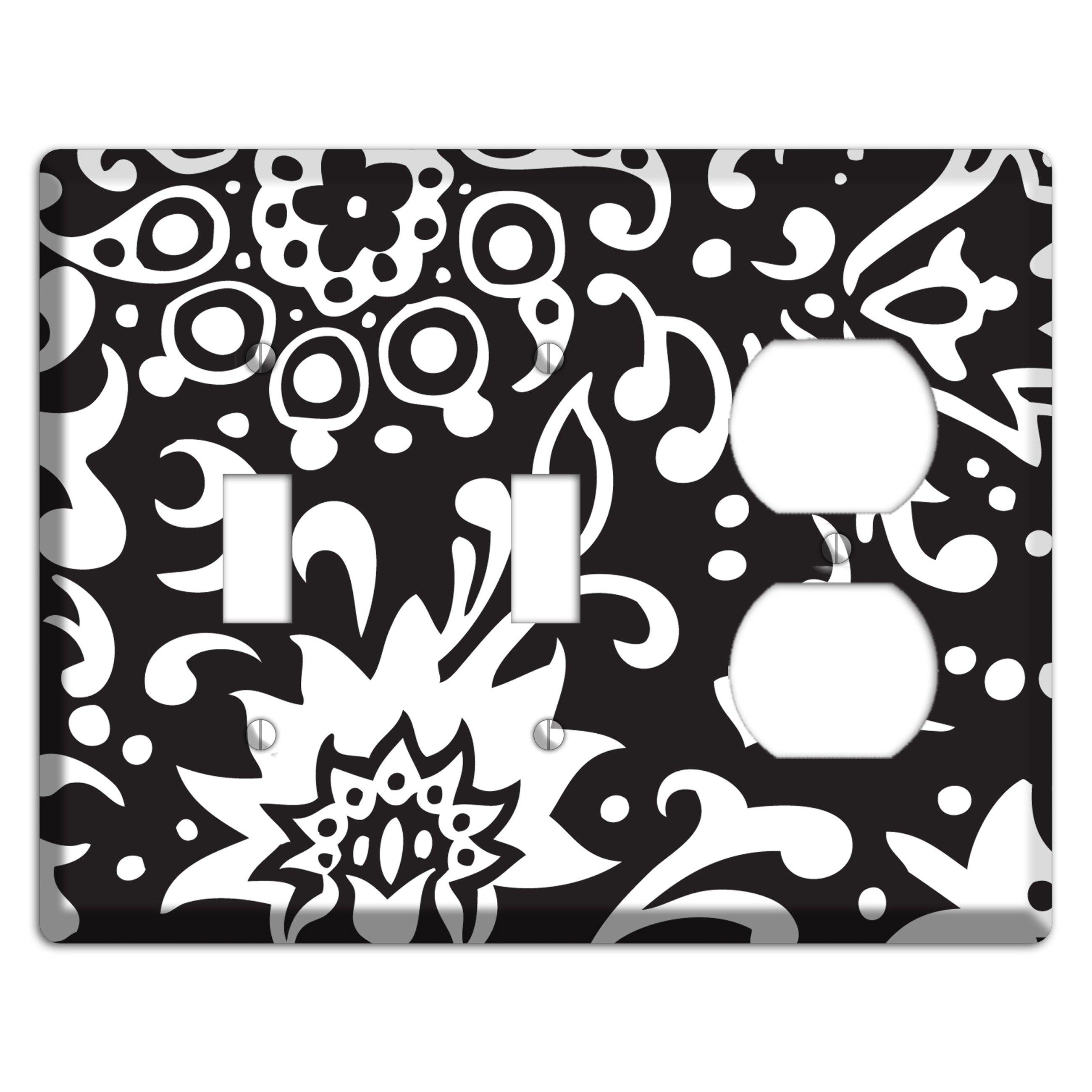 Black with White Boteh 2 Toggle / Duplex Wallplate