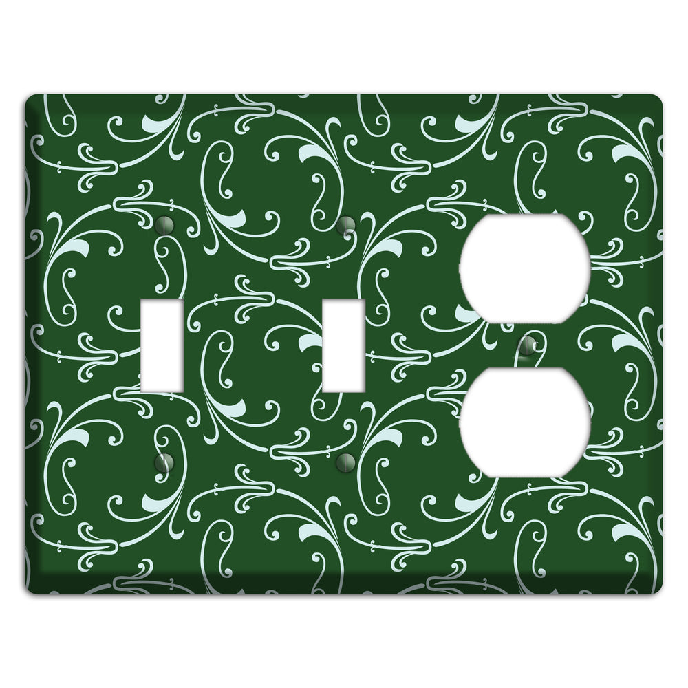 Green Victorian Sprig 2 Toggle / Duplex Wallplate