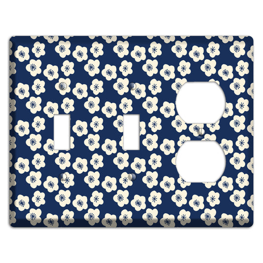 Navy Blossoms 2 Toggle / Duplex Wallplate