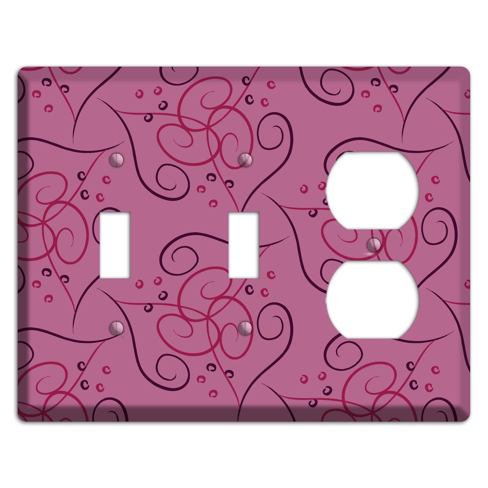 Pink Scroll Hearts 2 Toggle / Duplex Wallplate