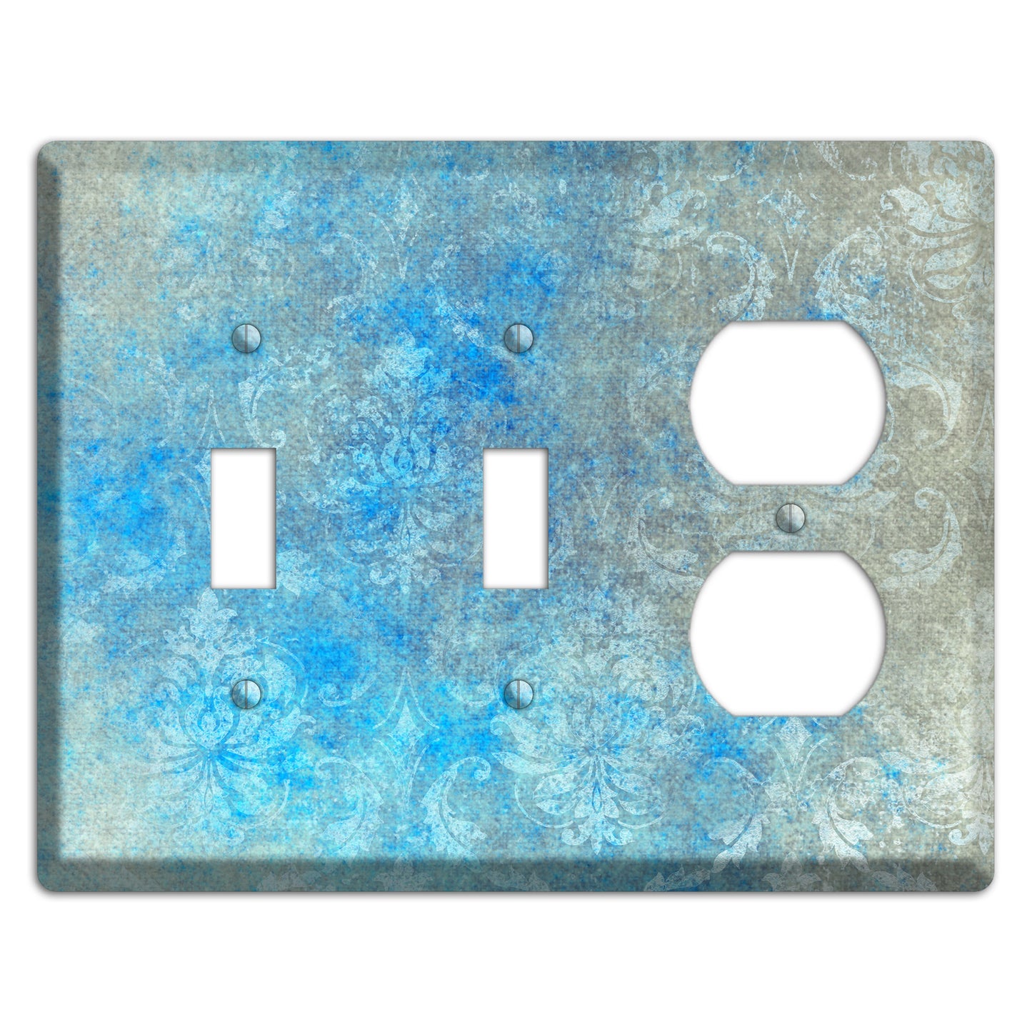 Picton Blue Whimsical Damask 2 Toggle / Duplex Wallplate
