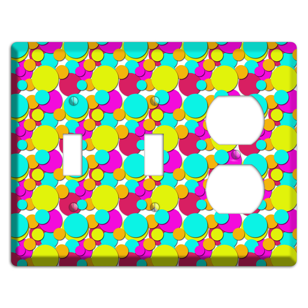 Aqua Fuschia Yellow Red Orange Bubble Dots 2 Toggle / Duplex Wallplate