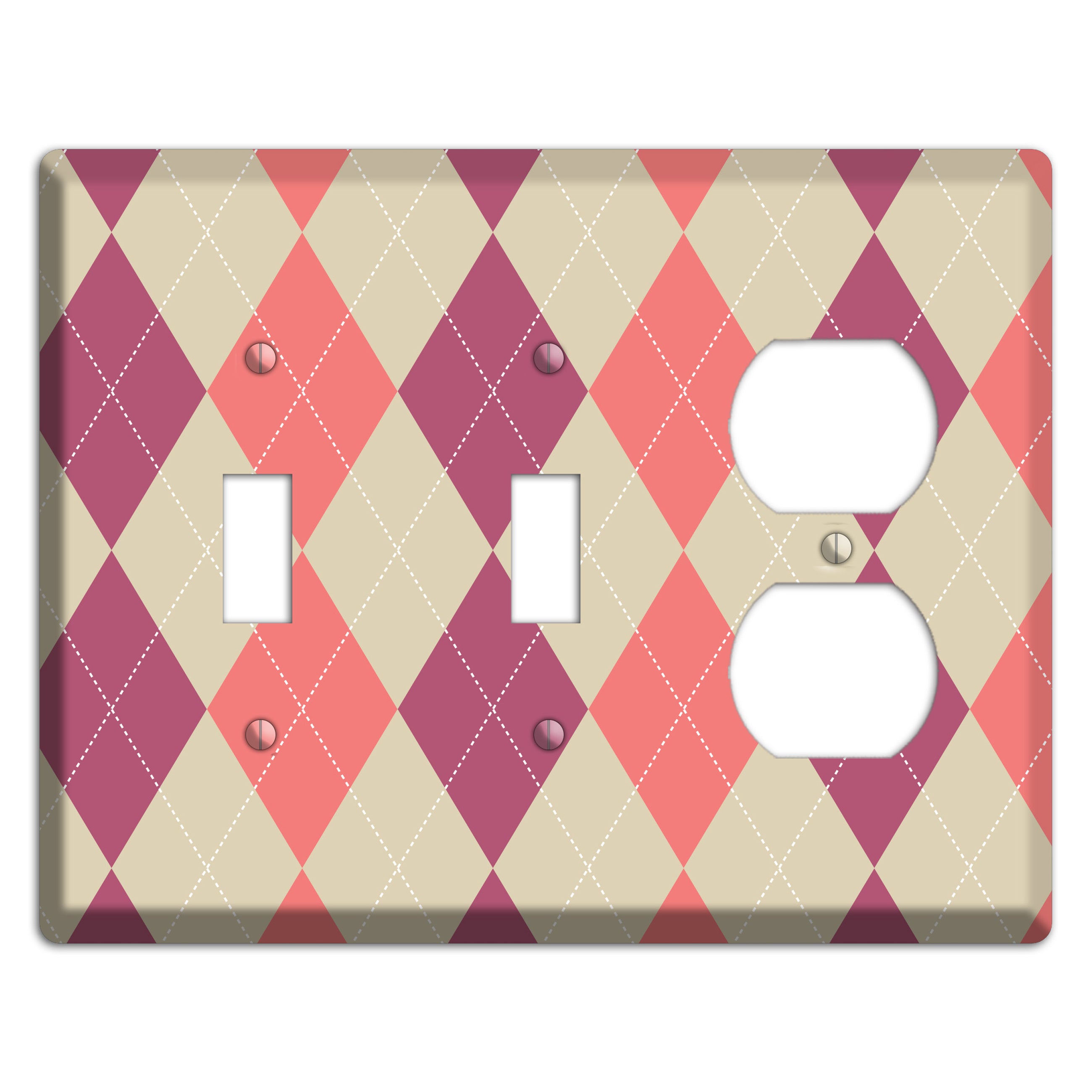 Pink and Tan Argyle 2 Toggle / Duplex Wallplate