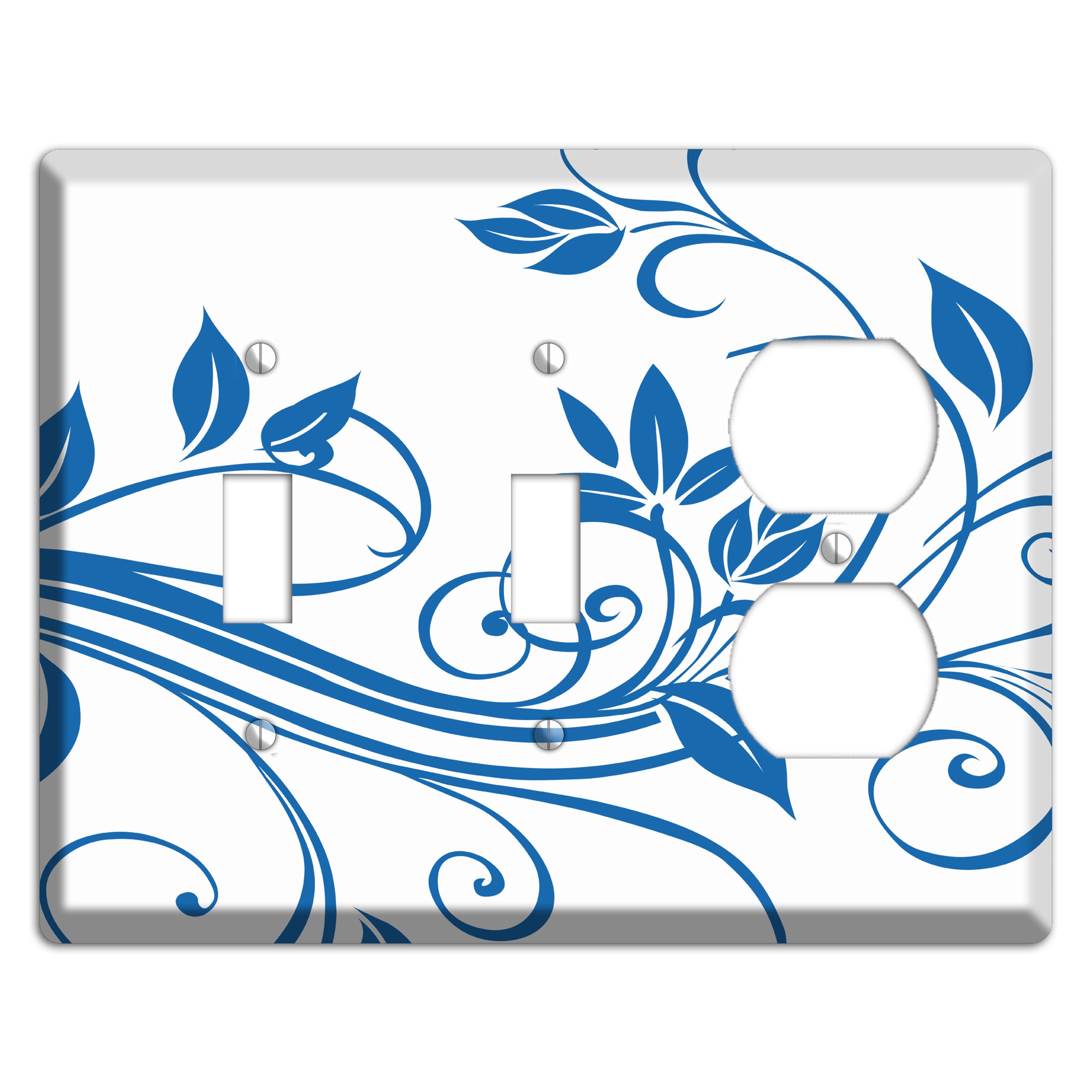 Black and White Sprig 2 Toggle / Duplex Wallplate