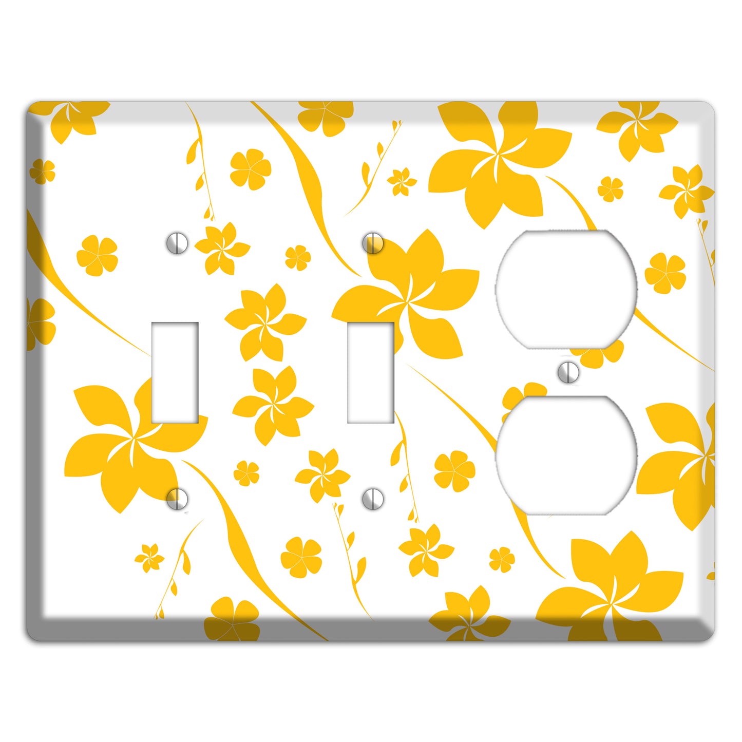 White with Yellow Flower 2 Toggle / Duplex Wallplate