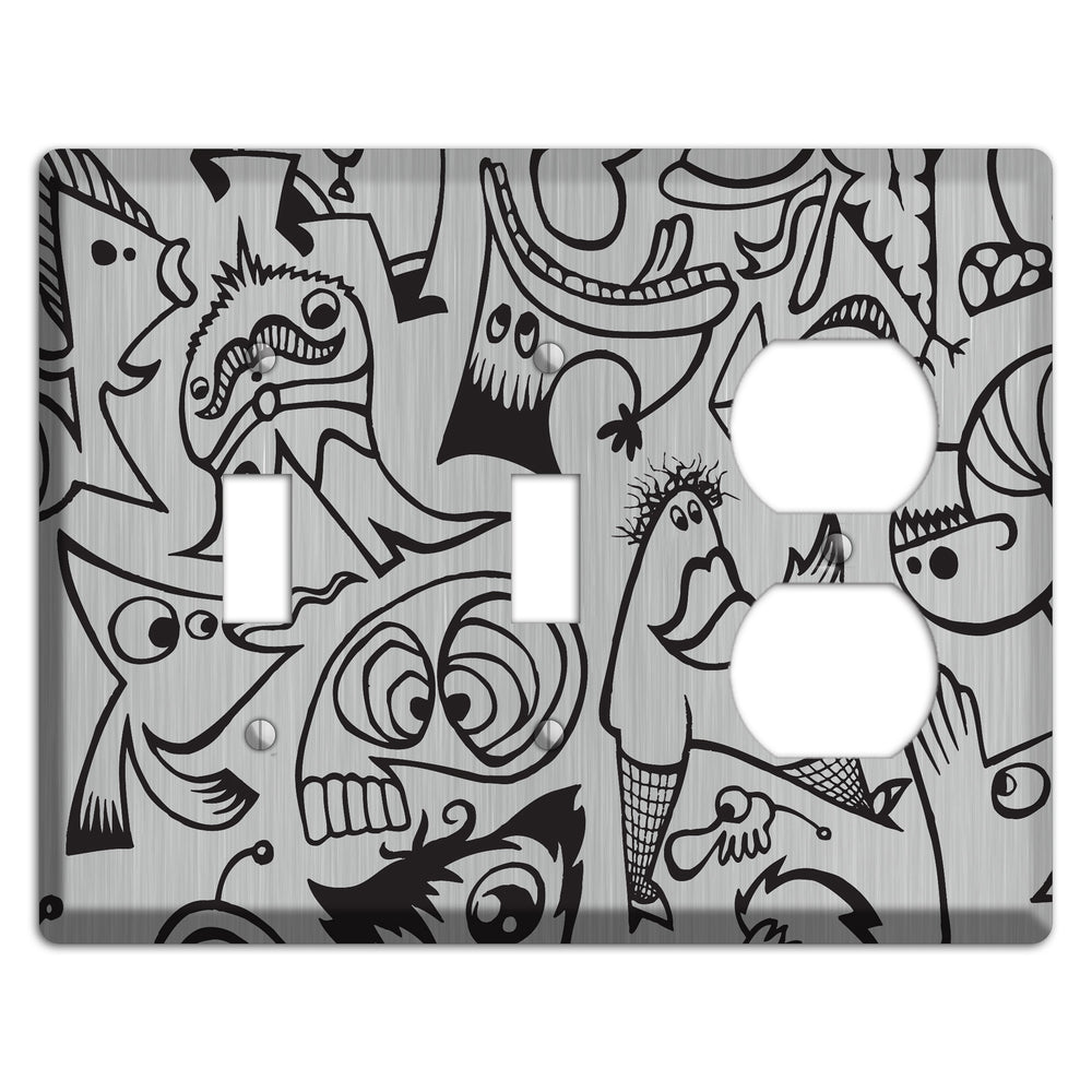 Whimsical Faces 2 Stainless Steel 2 Toggle / Duplex Wallplate