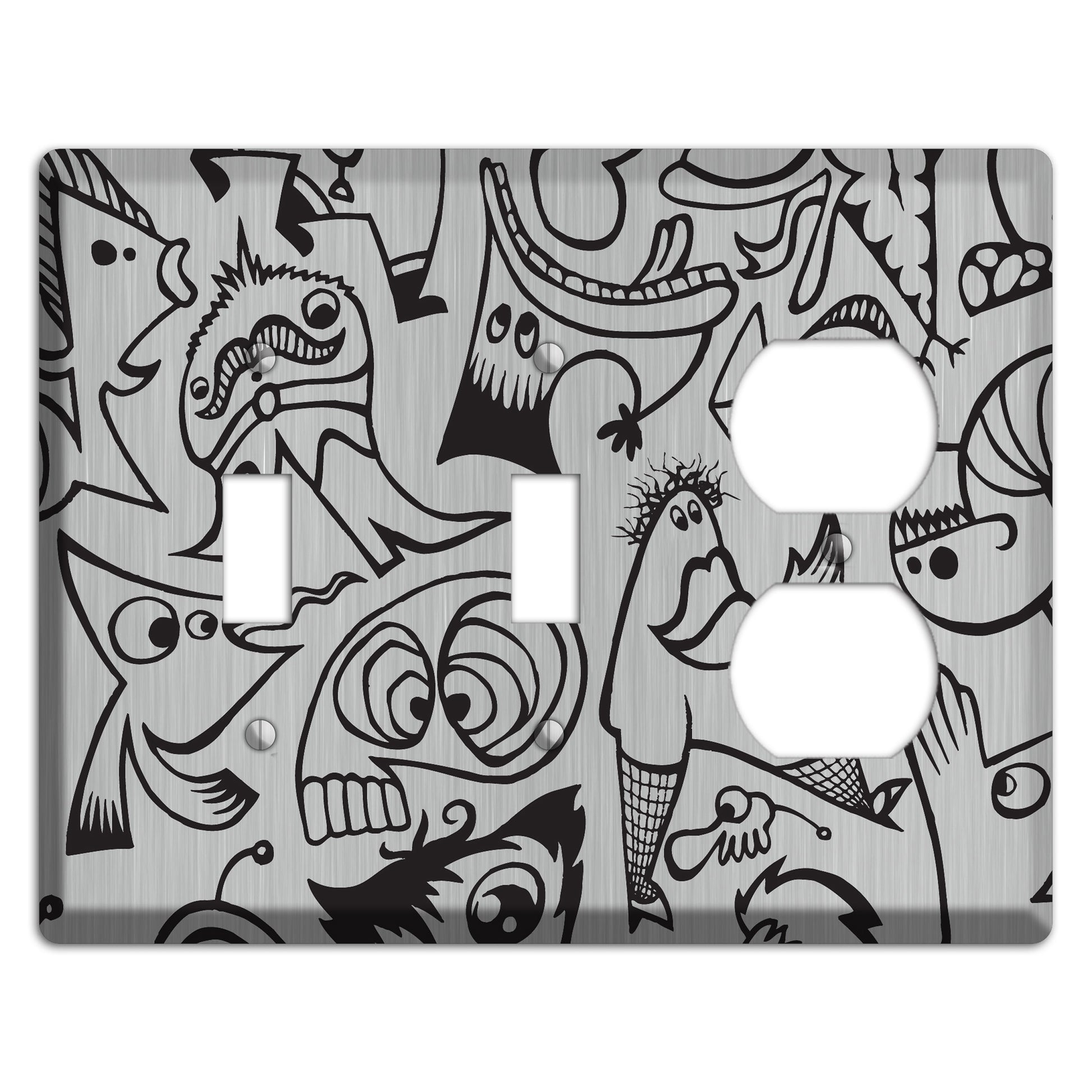 Whimsical Faces 2  Stainless 2 Toggle / Duplex Wallplate