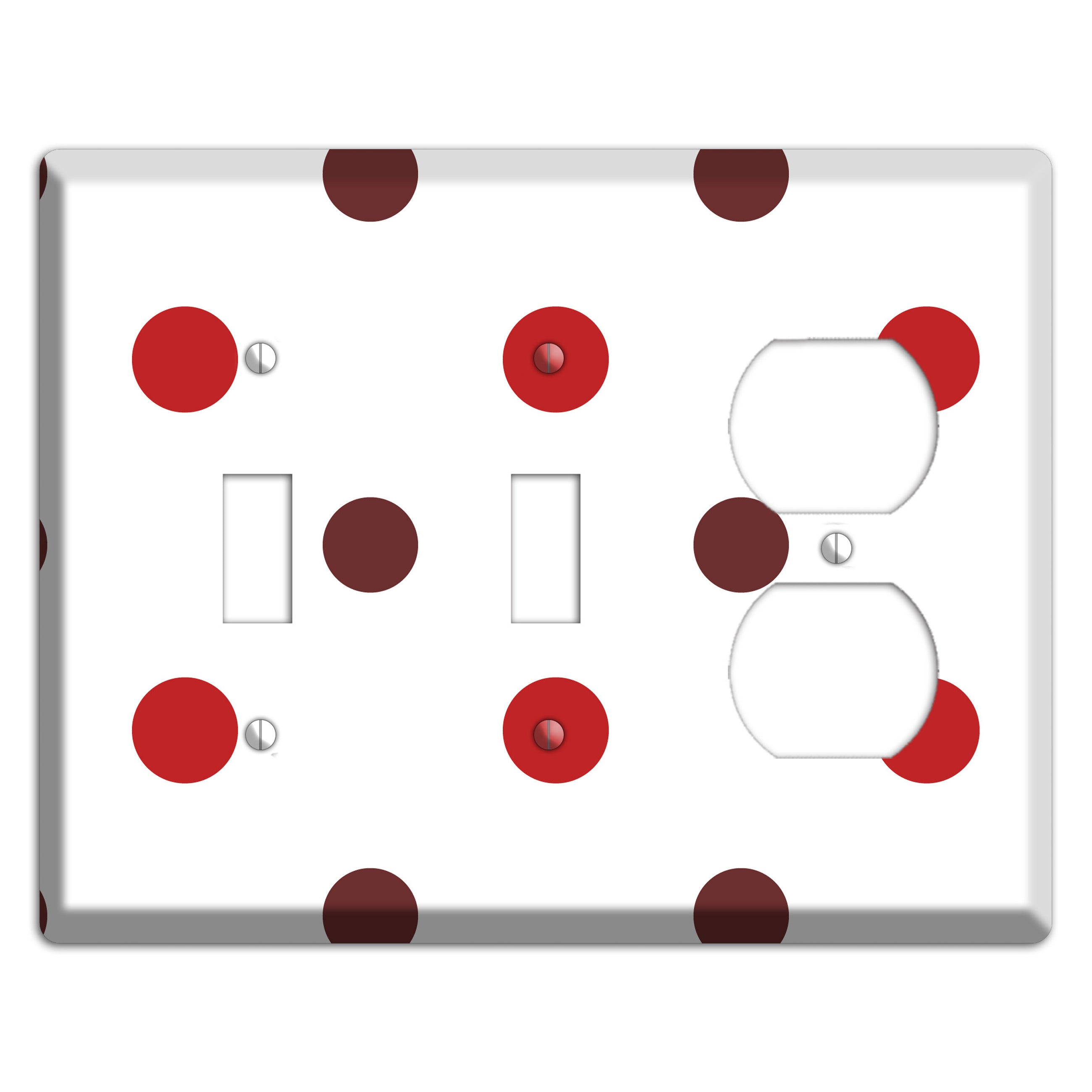 Red and Brown Medium Polka Dots 2 Toggle / Duplex Wallplate