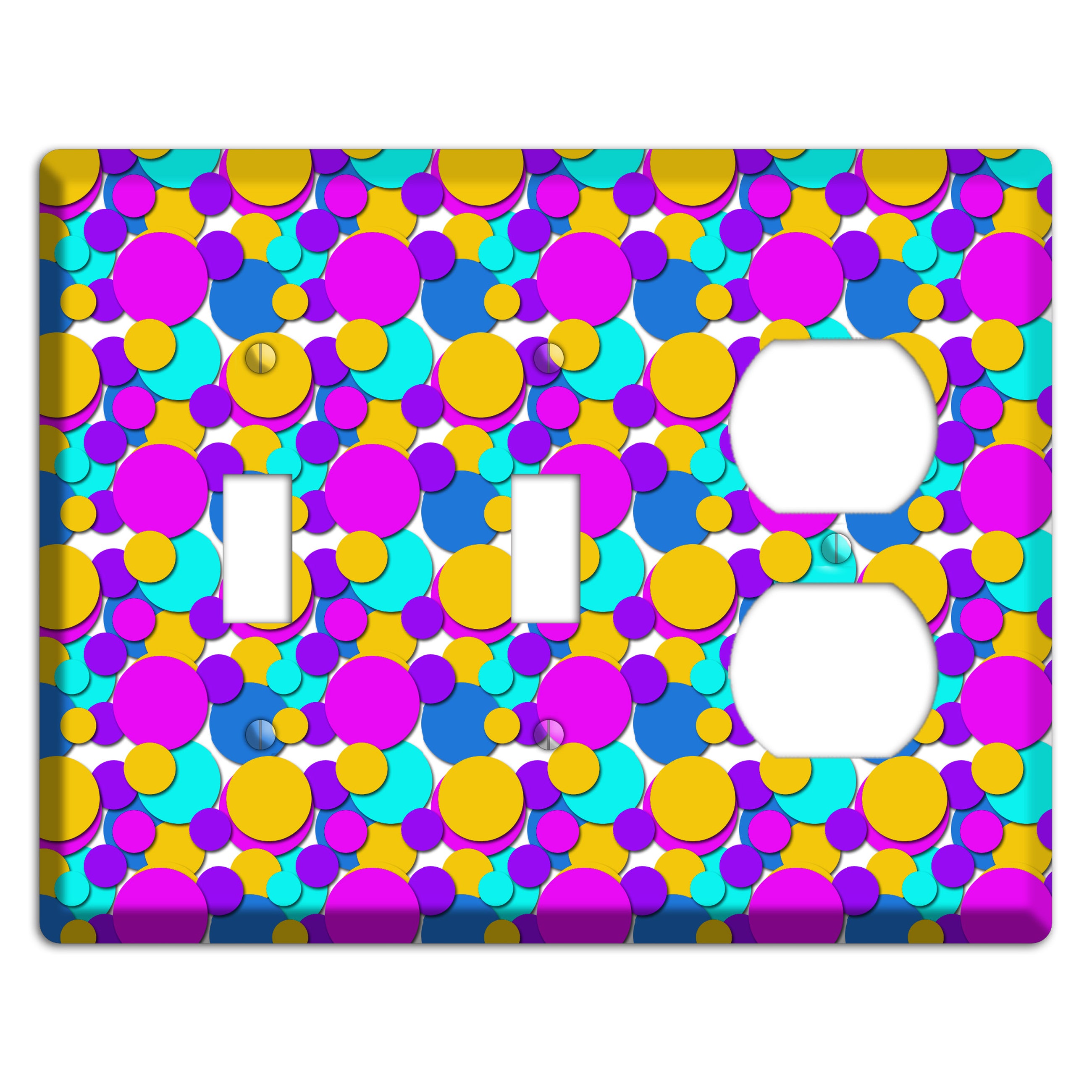 Orange Turquoise Fuschia Blue Bubble Dots 2 Toggle / Duplex Wallplate