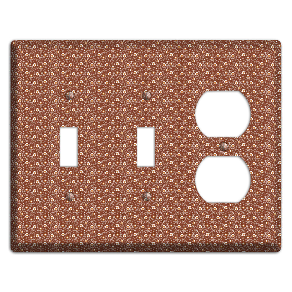 Tiny Brown Vine Floral 2 Toggle / Duplex Wallplate