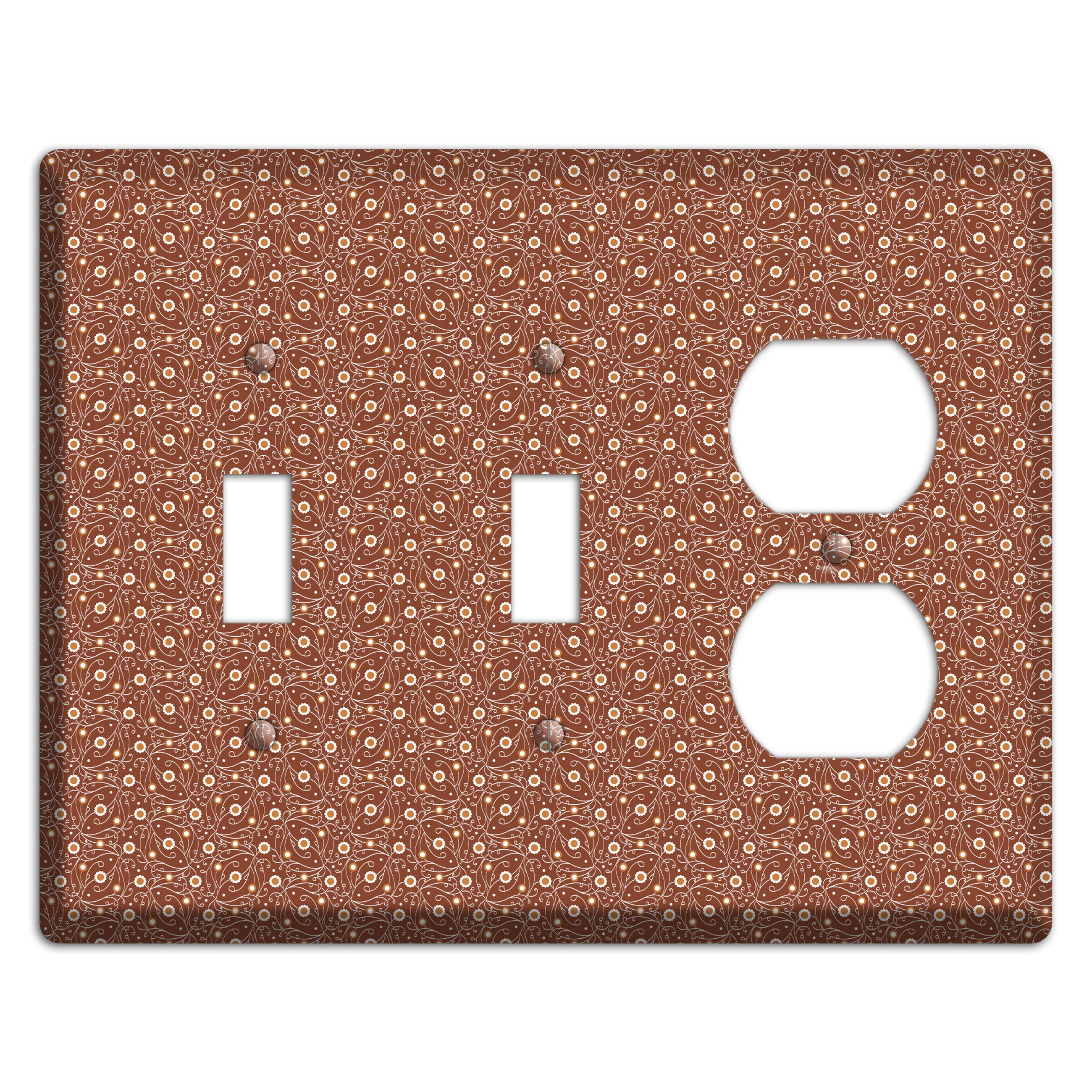 Tiny Brown Vine Floral 2 Toggle / Duplex Wallplate