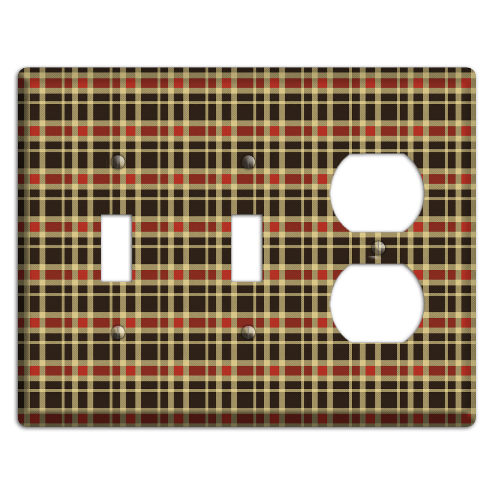 Maroon and Black Plaid 2 Toggle / Duplex Wallplate