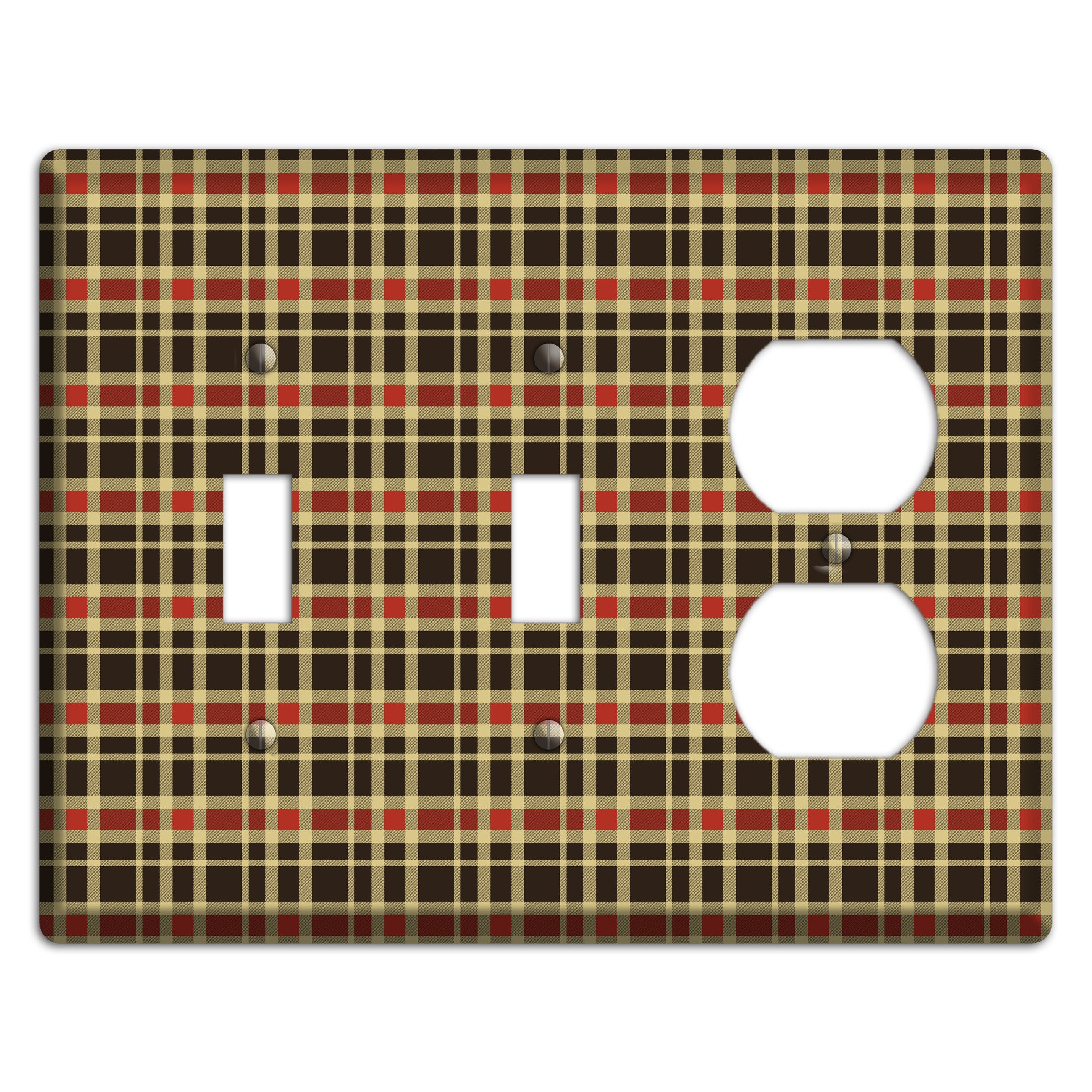 Maroon and Black Plaid 2 Toggle / Duplex Wallplate