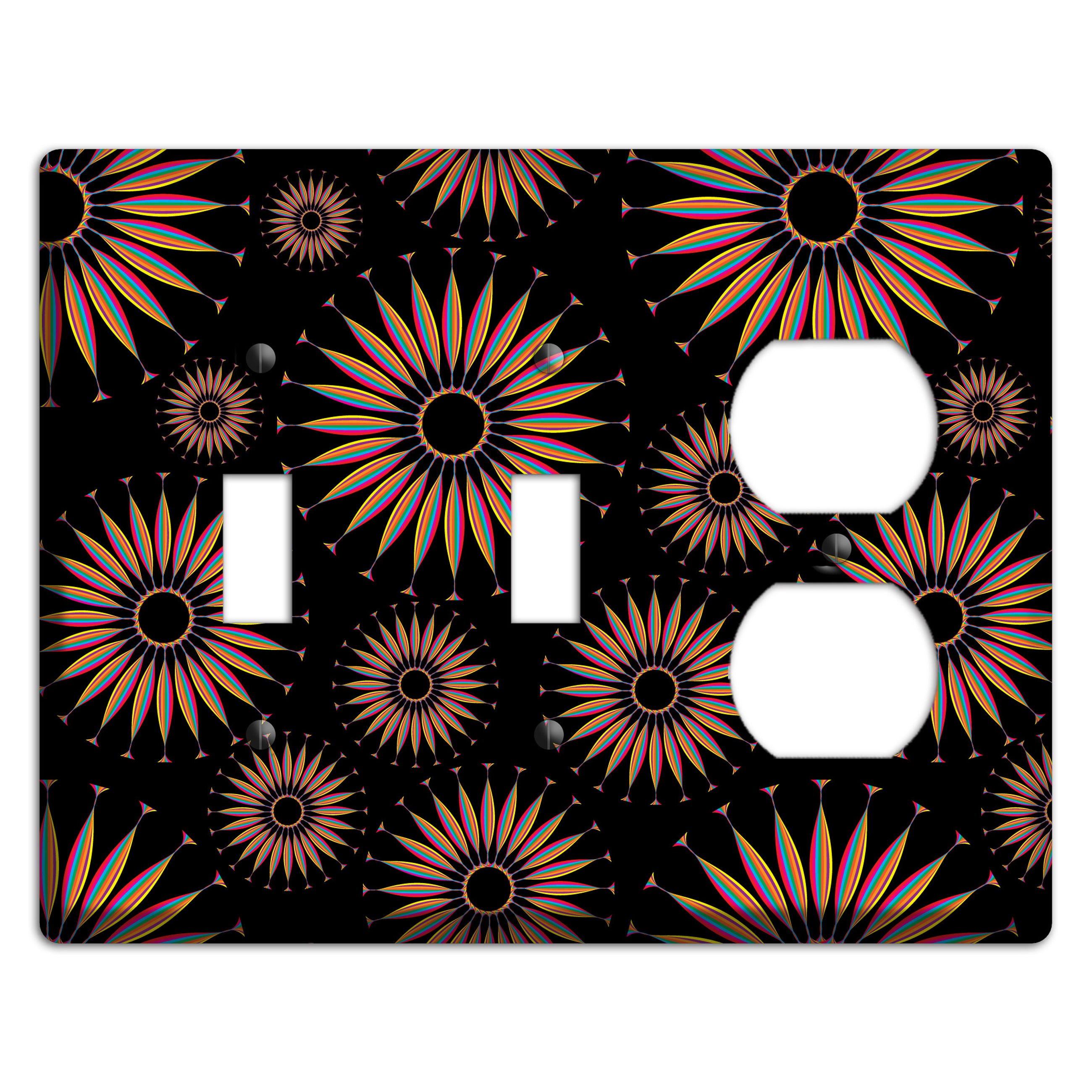 Black with Multi Suzani 2 Toggle / Duplex Wallplate