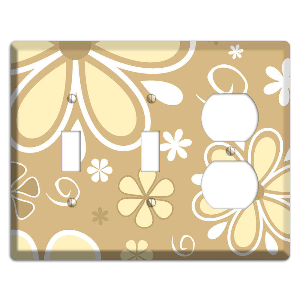 Beige Retro Flowers 2 Toggle / Duplex Wallplate