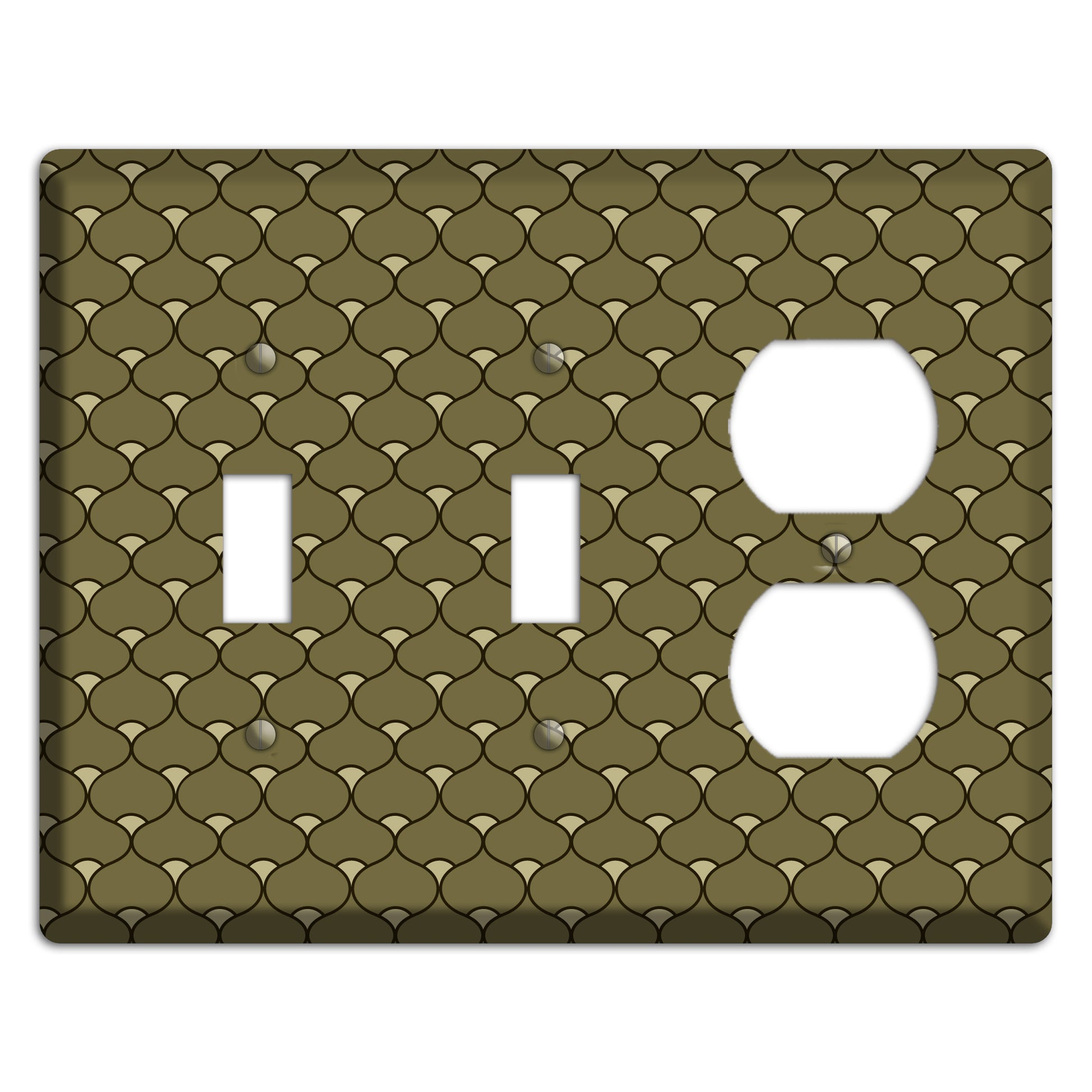 Brown Deco Scallop 2 Toggle / Duplex Wallplate
