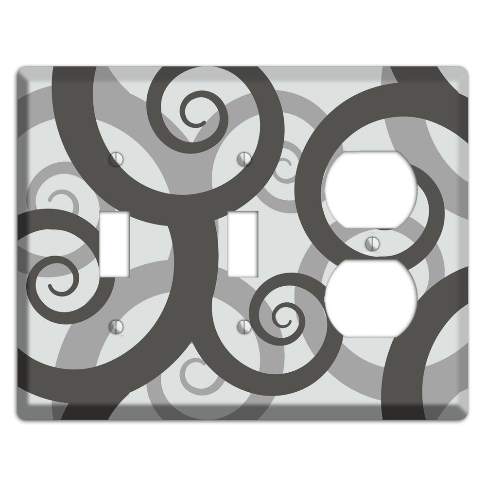 Grey with Black Large Swirl 2 Toggle / Duplex Wallplate
