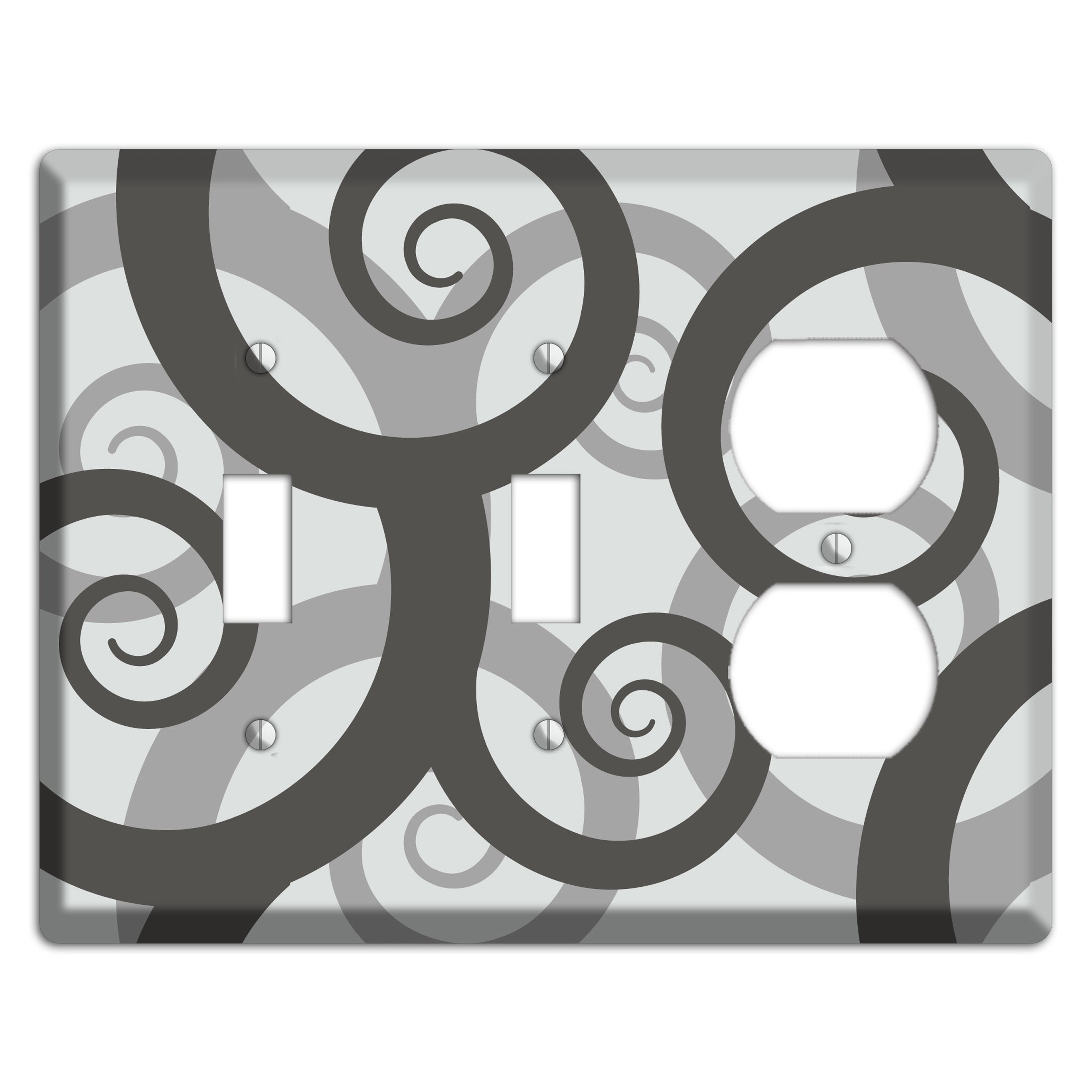Grey with Black Large Swirl 2 Toggle / Duplex Wallplate