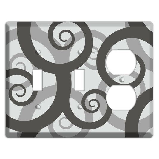 Grey with Black Large Swirl 2 Toggle / Duplex Wallplate