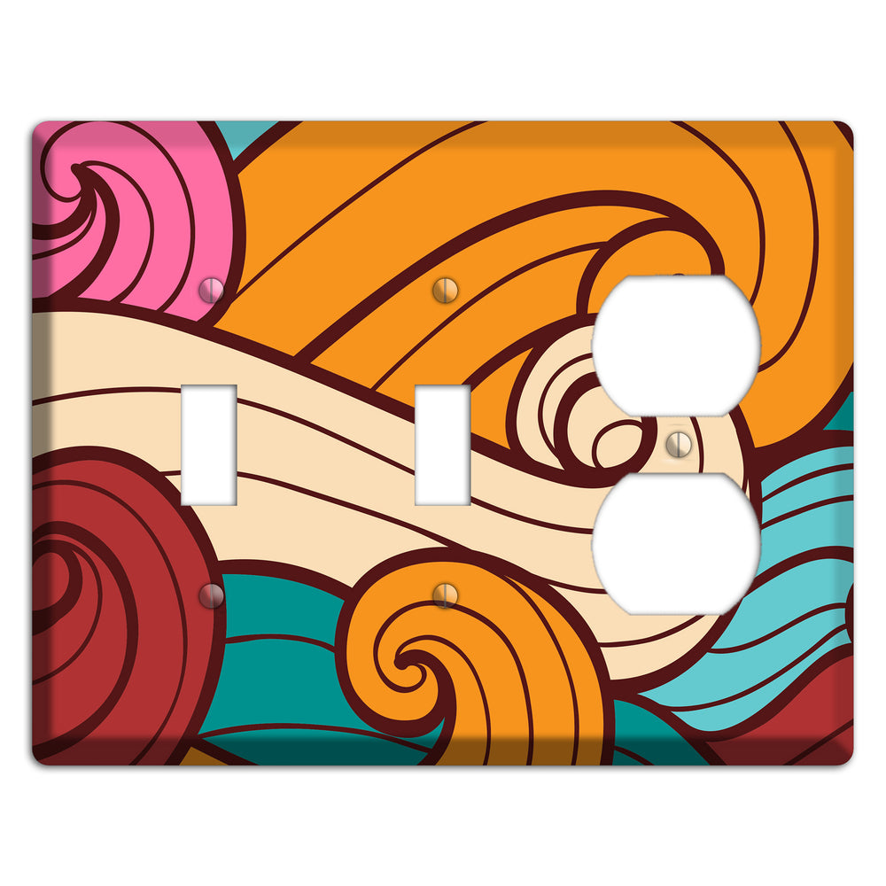 Abstract Curl Red & Cream 2 Toggle / Duplex Wallplate