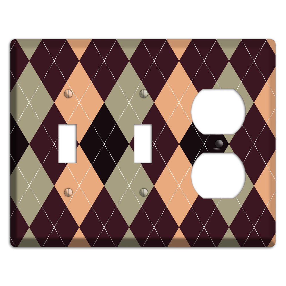 Beige and Brown Argyle 2 Toggle / Duplex Wallplate