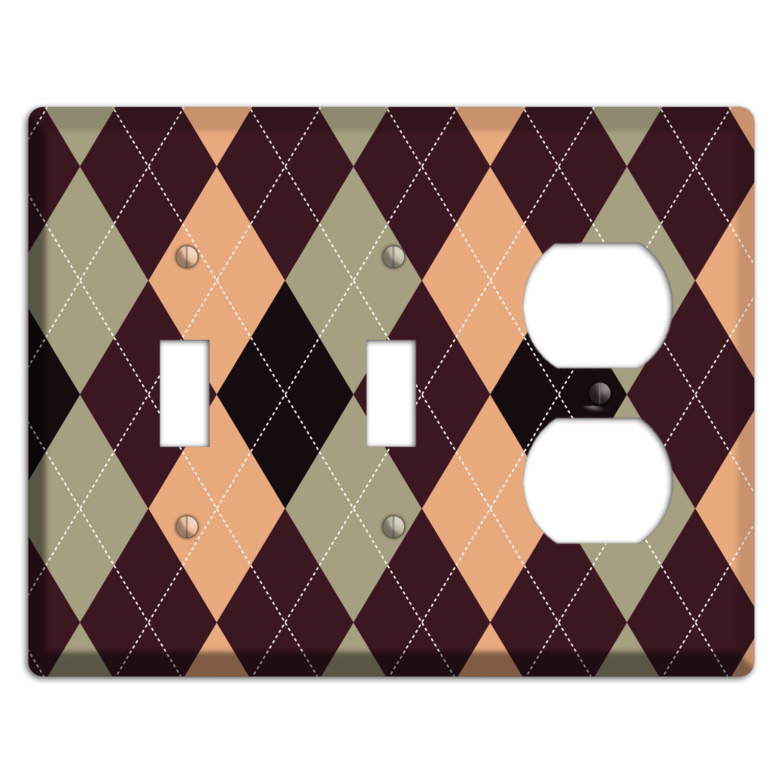 Beige and Brown Argyle 2 Toggle / Duplex Wallplate