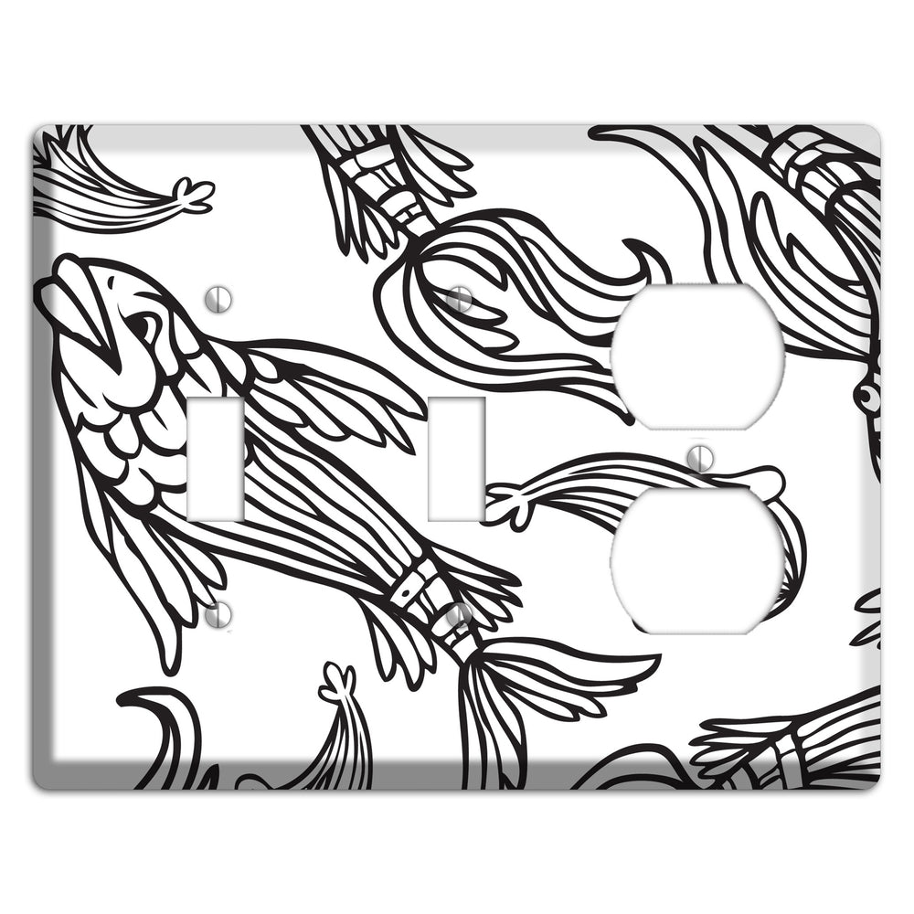 White and Black Koi 2 Toggle / Duplex Wallplate