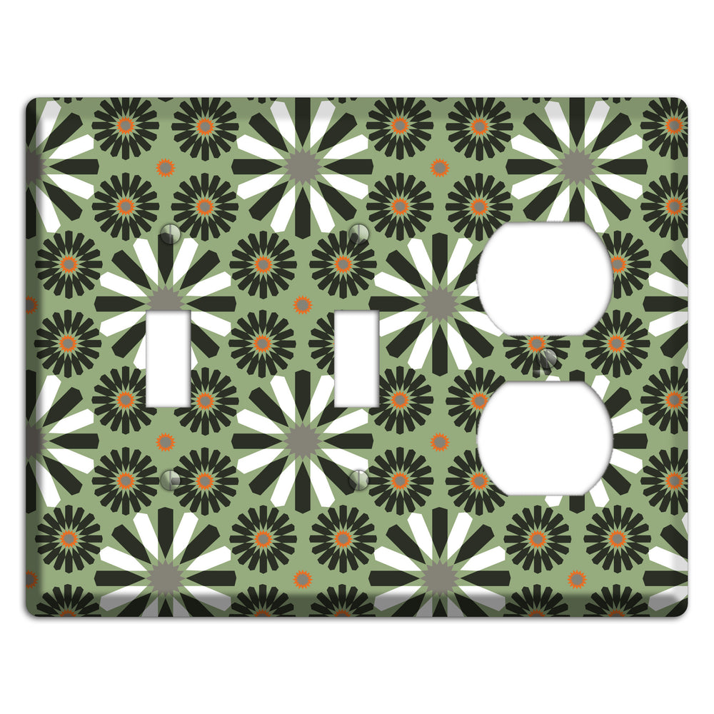 Olive with Scandinavian Floral 2 Toggle / Duplex Wallplate