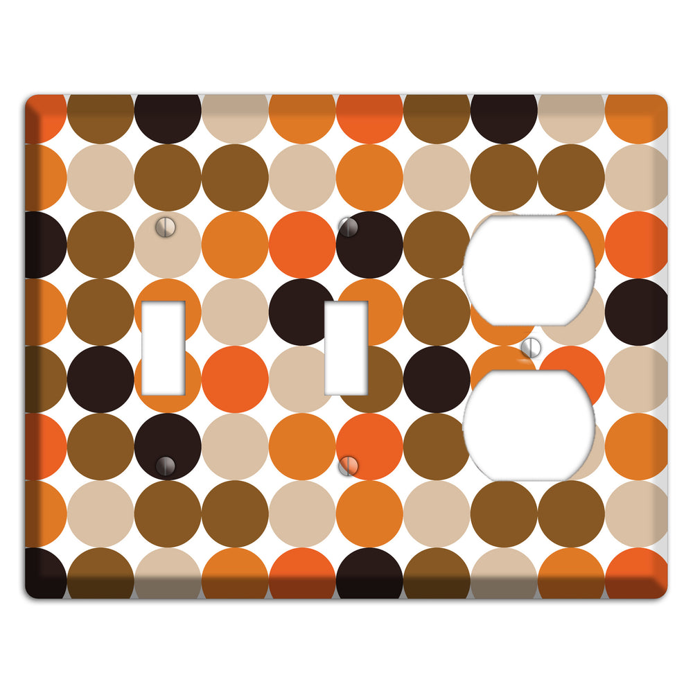 Orange Brown Black Beige Tiled Dots 2 Toggle / Duplex Wallplate