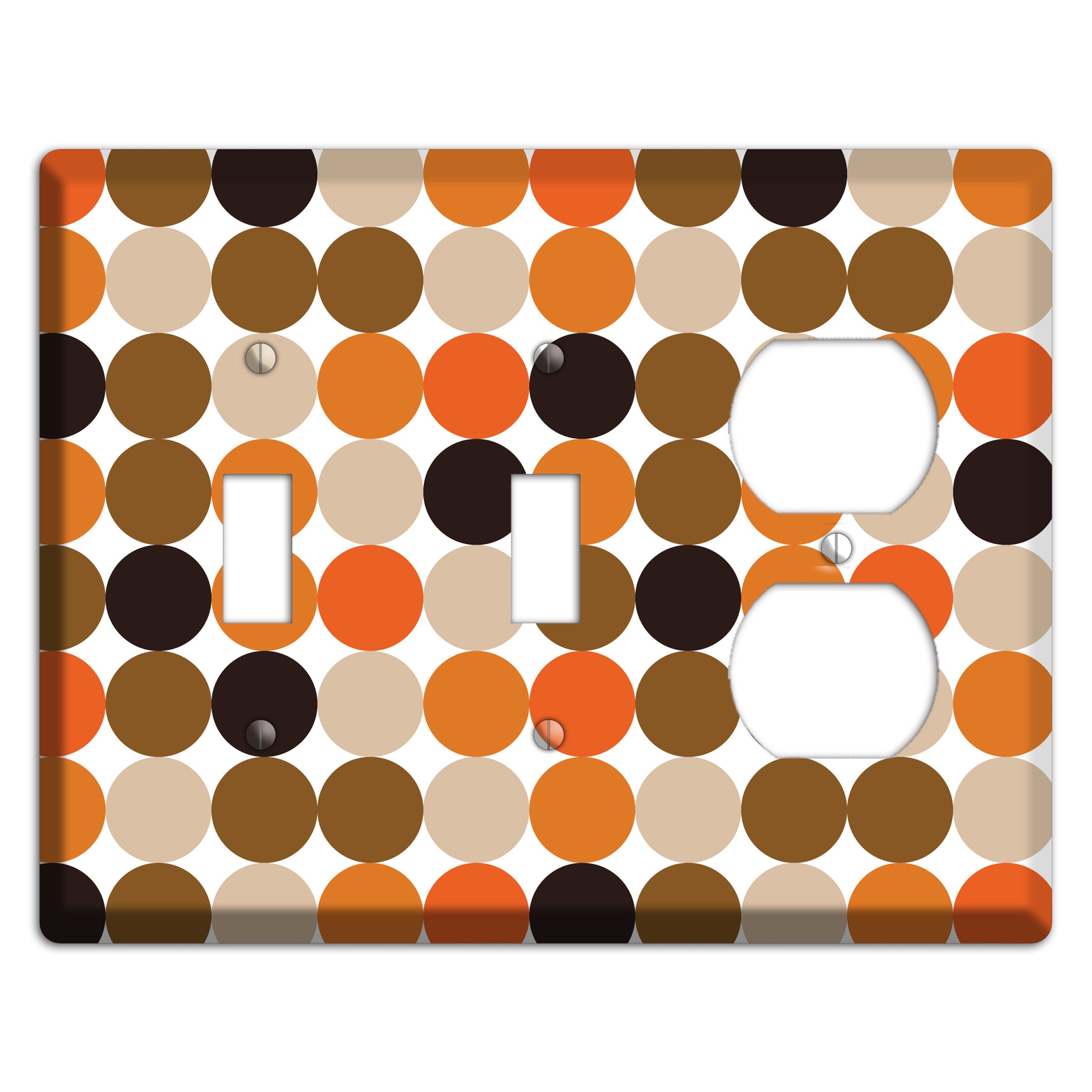 Orange Brown Black Beige Tiled Dots 2 Toggle / Duplex Wallplate