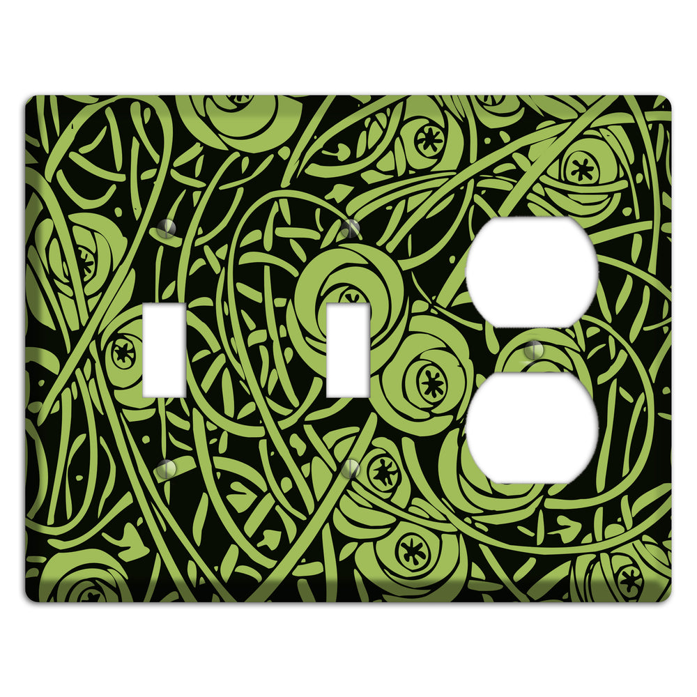 Green Deco Floral 2 Toggle / Duplex Wallplate