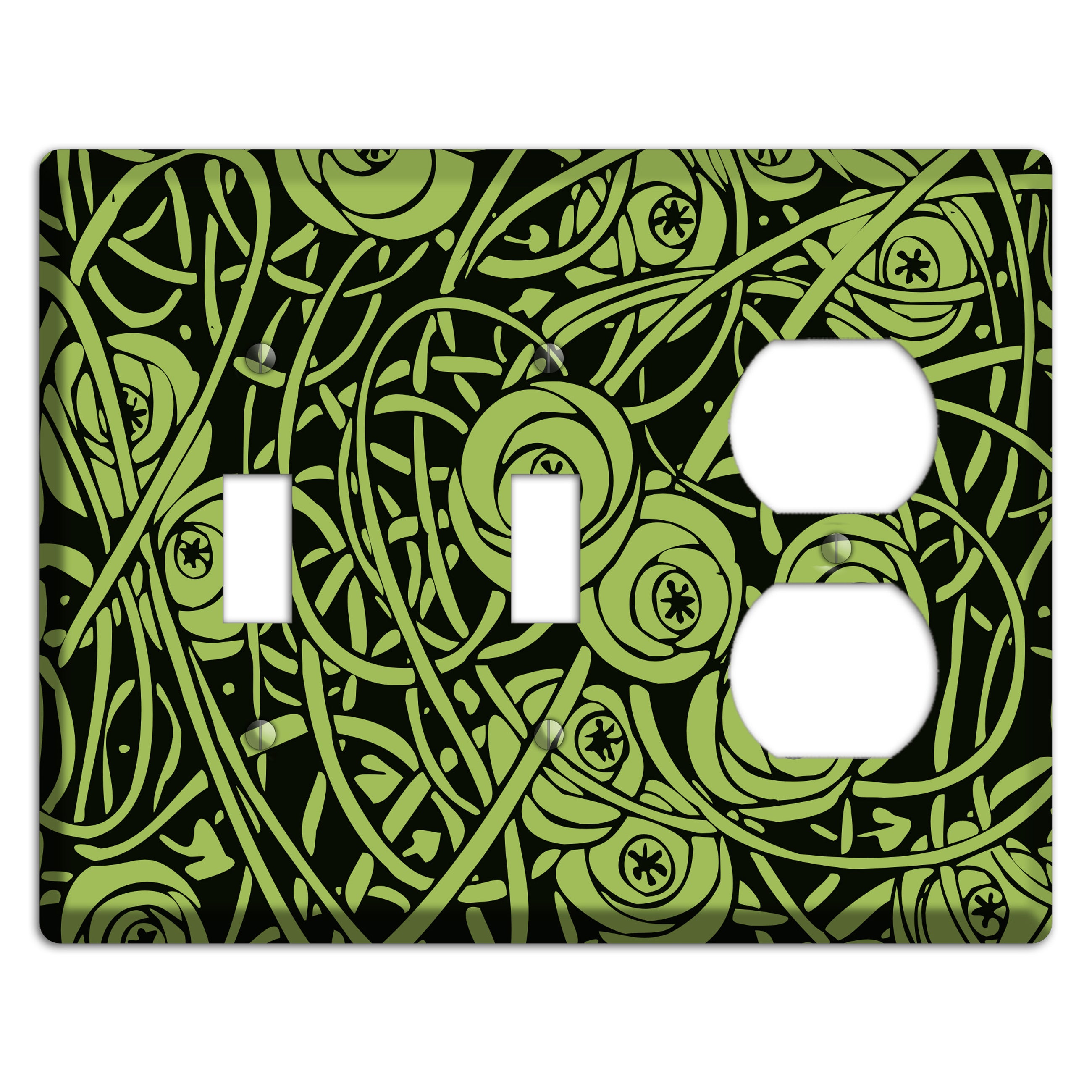 Green Deco Floral 2 Toggle / Duplex Wallplate