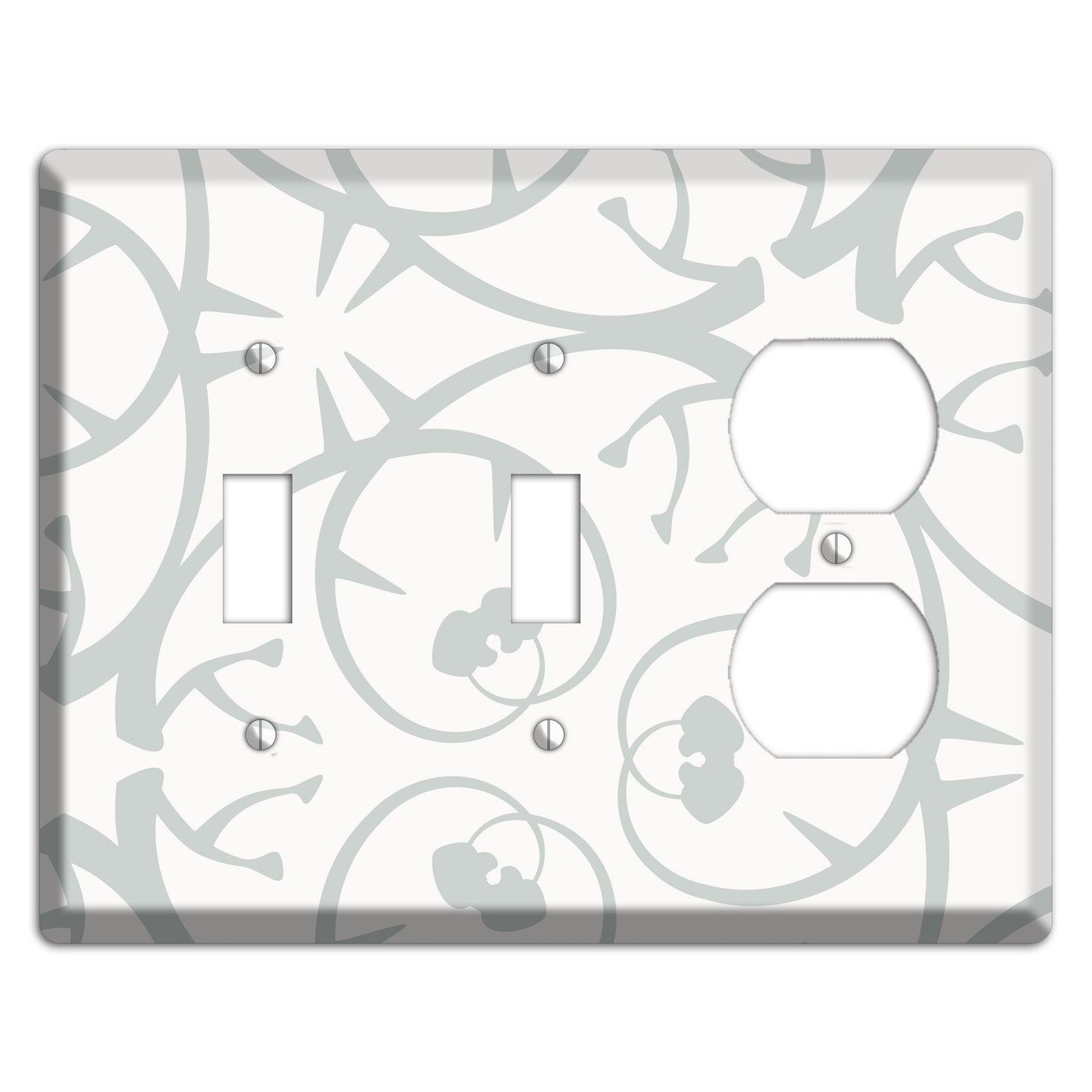 White with Grey Abstract Swirl 2 Toggle / Duplex Wallplate