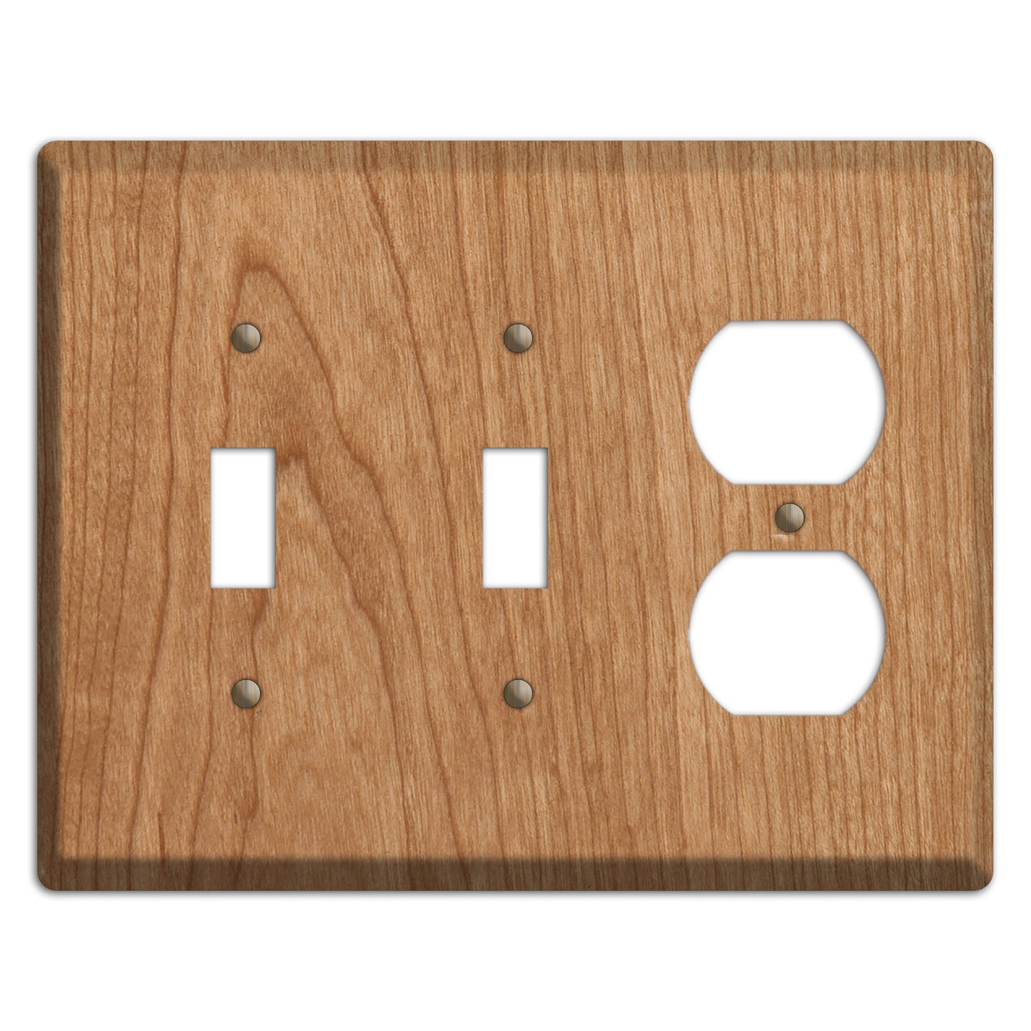 Unfinished Cherry Wood 2 Toggle / Duplex Outlet Cover Plate
