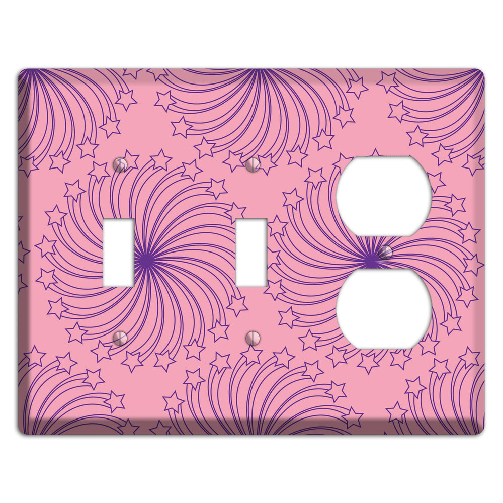Pink with Purple Star Swirl 2 Toggle / Duplex Wallplate