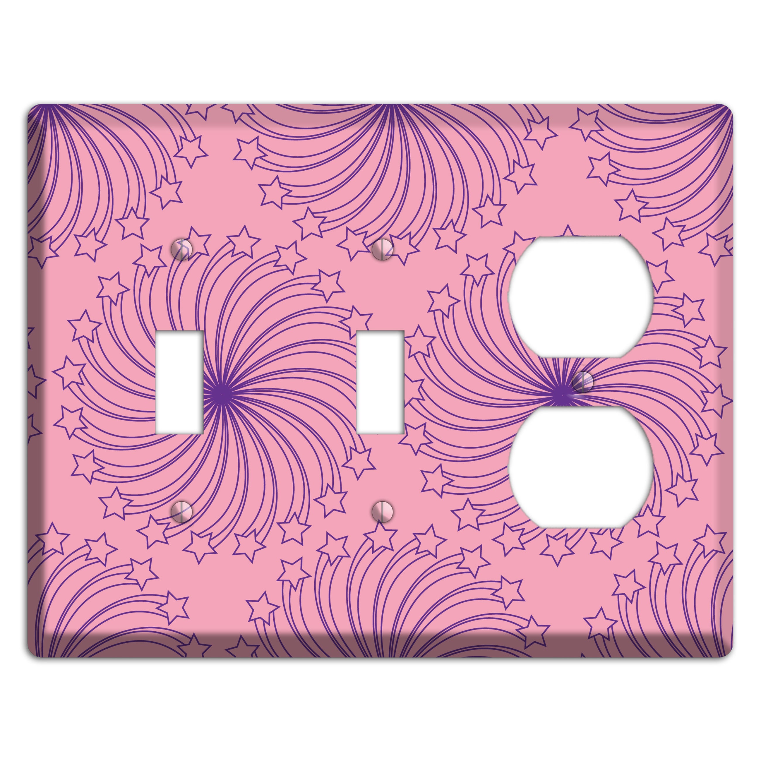 Pink with Purple Star Swirl 2 Toggle / Duplex Wallplate