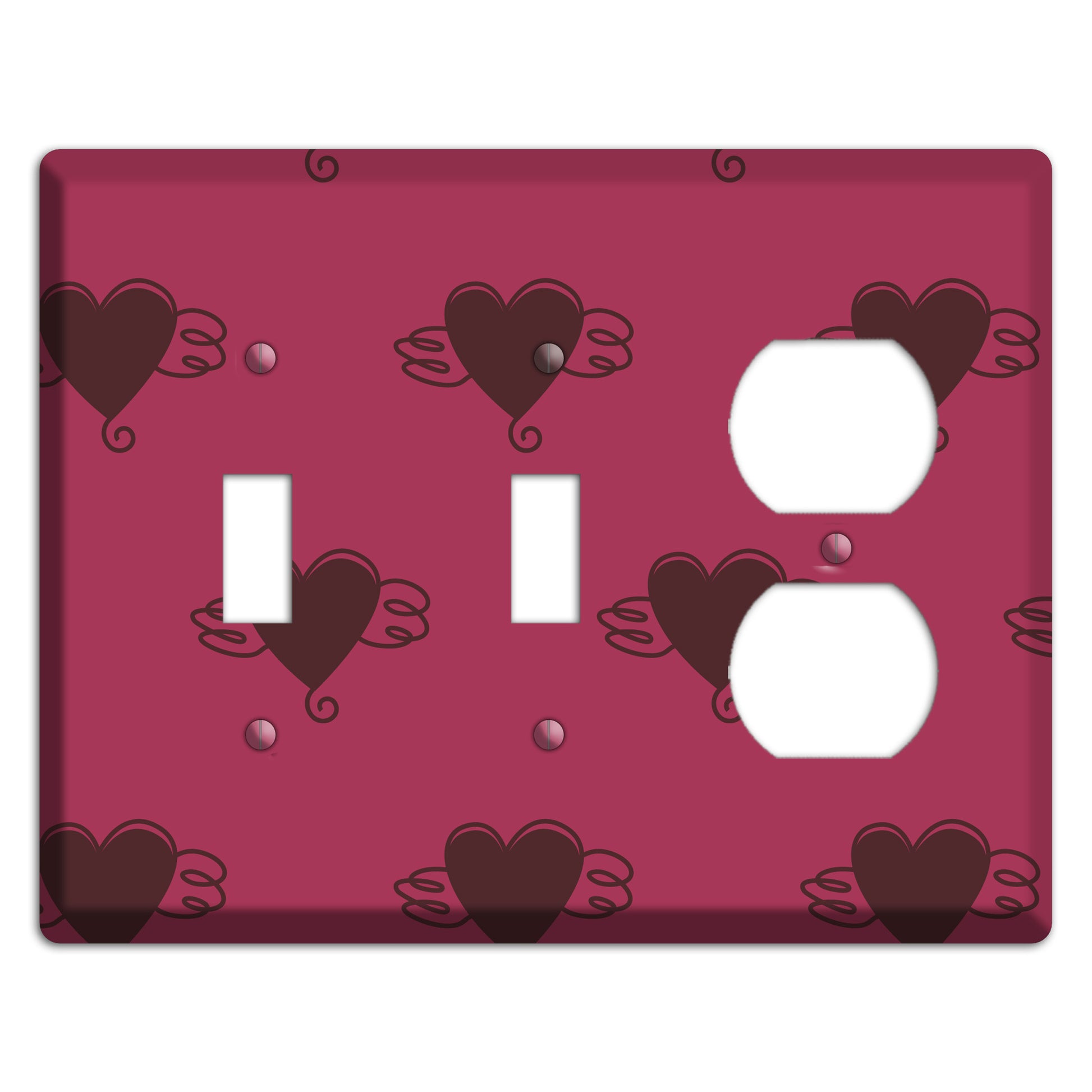 Fuschia Winged Hearts 2 2 Toggle / Duplex Wallplate